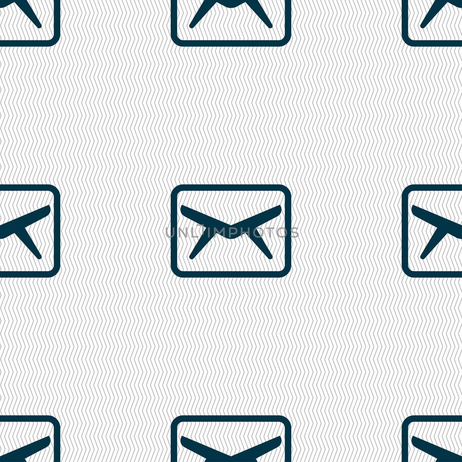 Mail, Envelope, Message icon sign. Seamless pattern with geometric texture. illustration