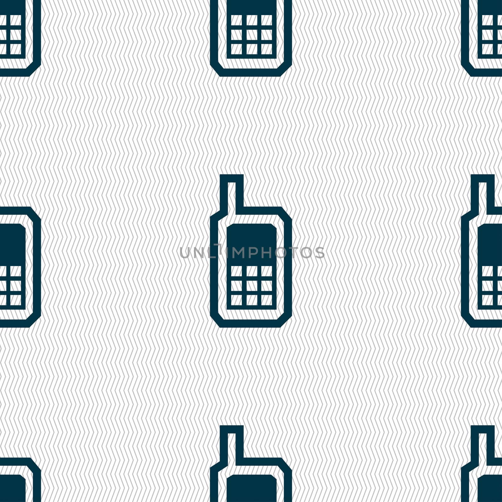Mobile phone icon sign. Seamless pattern with geometric texture.  by serhii_lohvyniuk