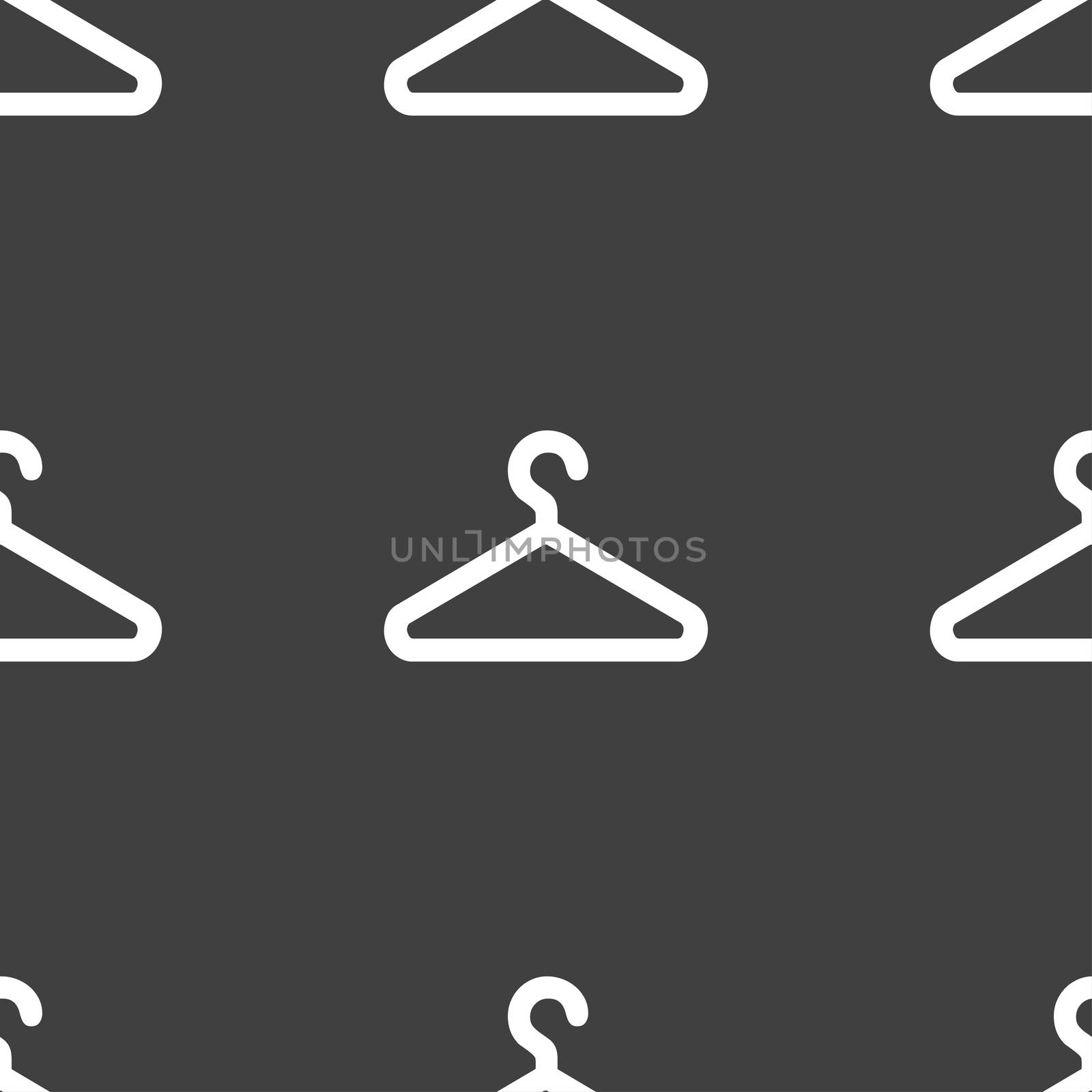 clothes hanger icon sign. Seamless pattern on a gray background.  by serhii_lohvyniuk