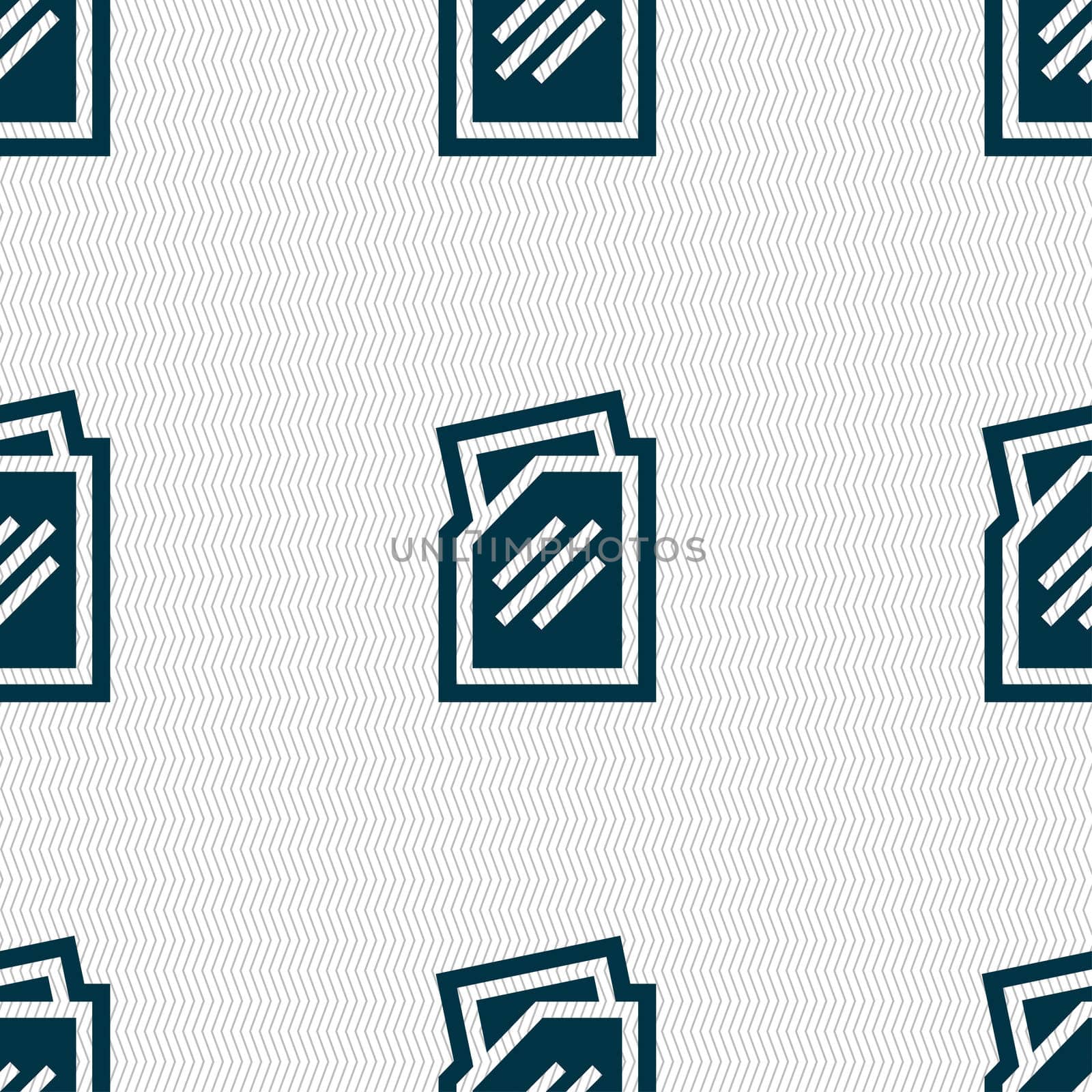 Text file icon sign. Seamless pattern with geometric texture. illustration