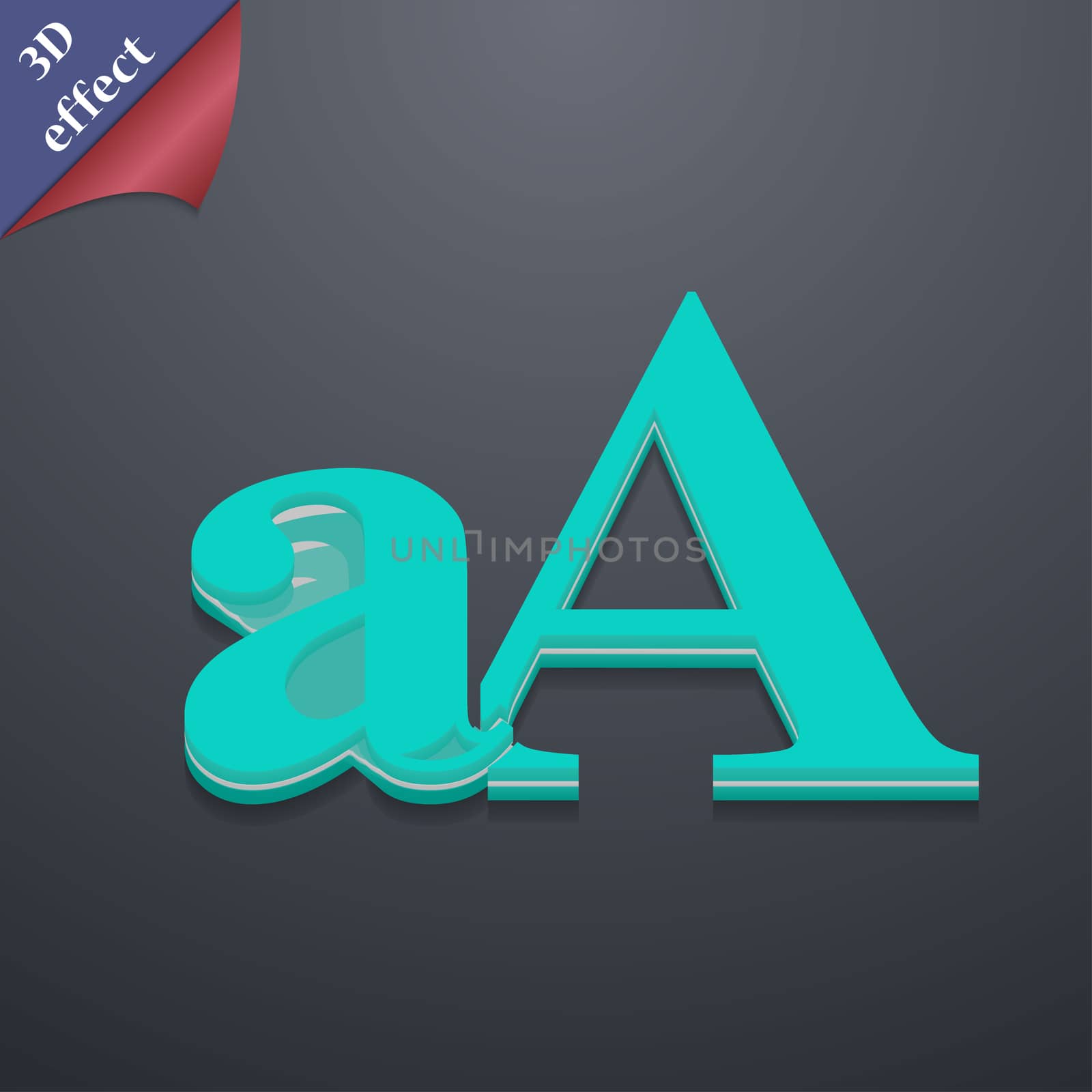 Enlarge font, aA icon symbol. 3D style. Trendy, modern design with space for your text illustration. Rastrized copy