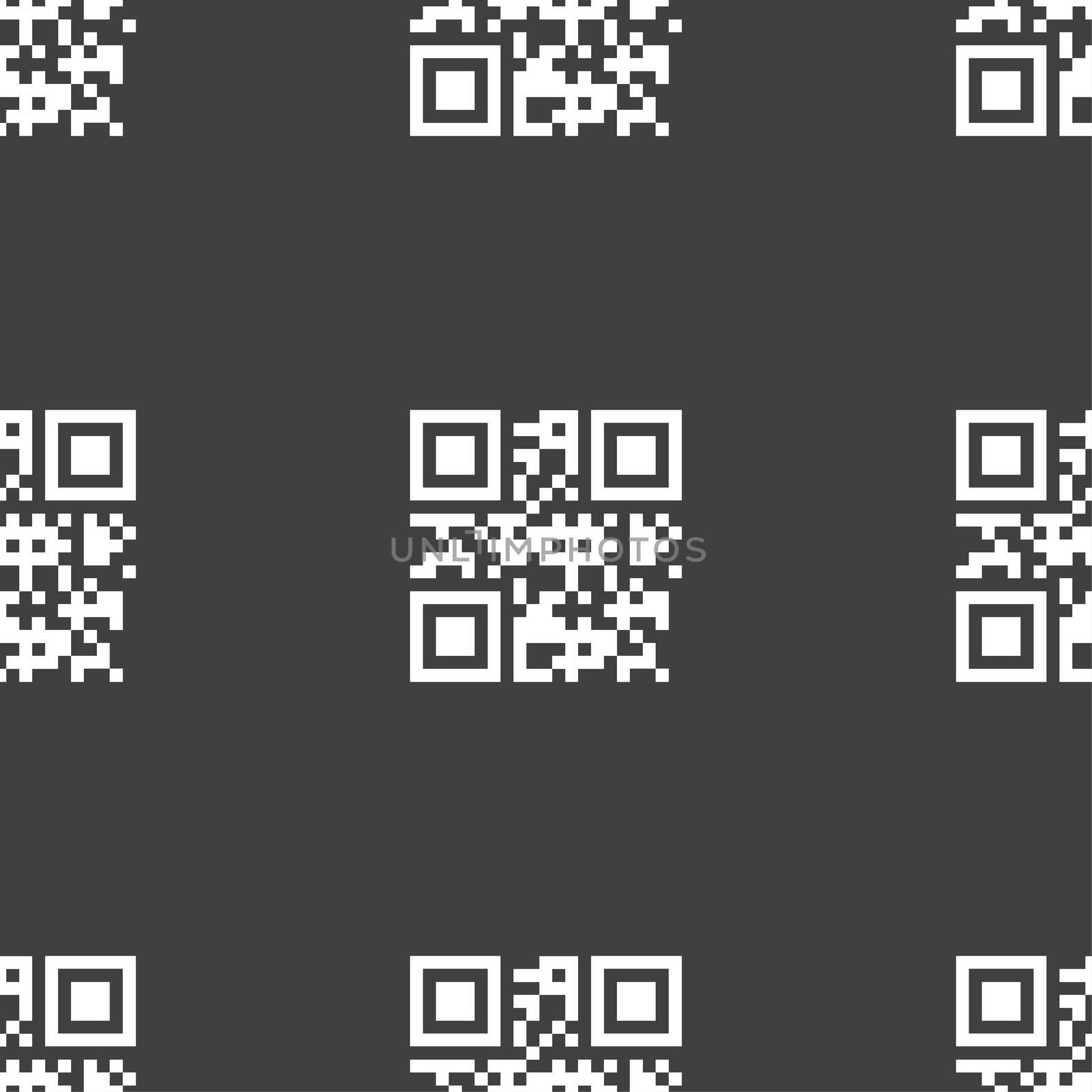 Qr code icon sign. Seamless pattern on a gray background. illustration