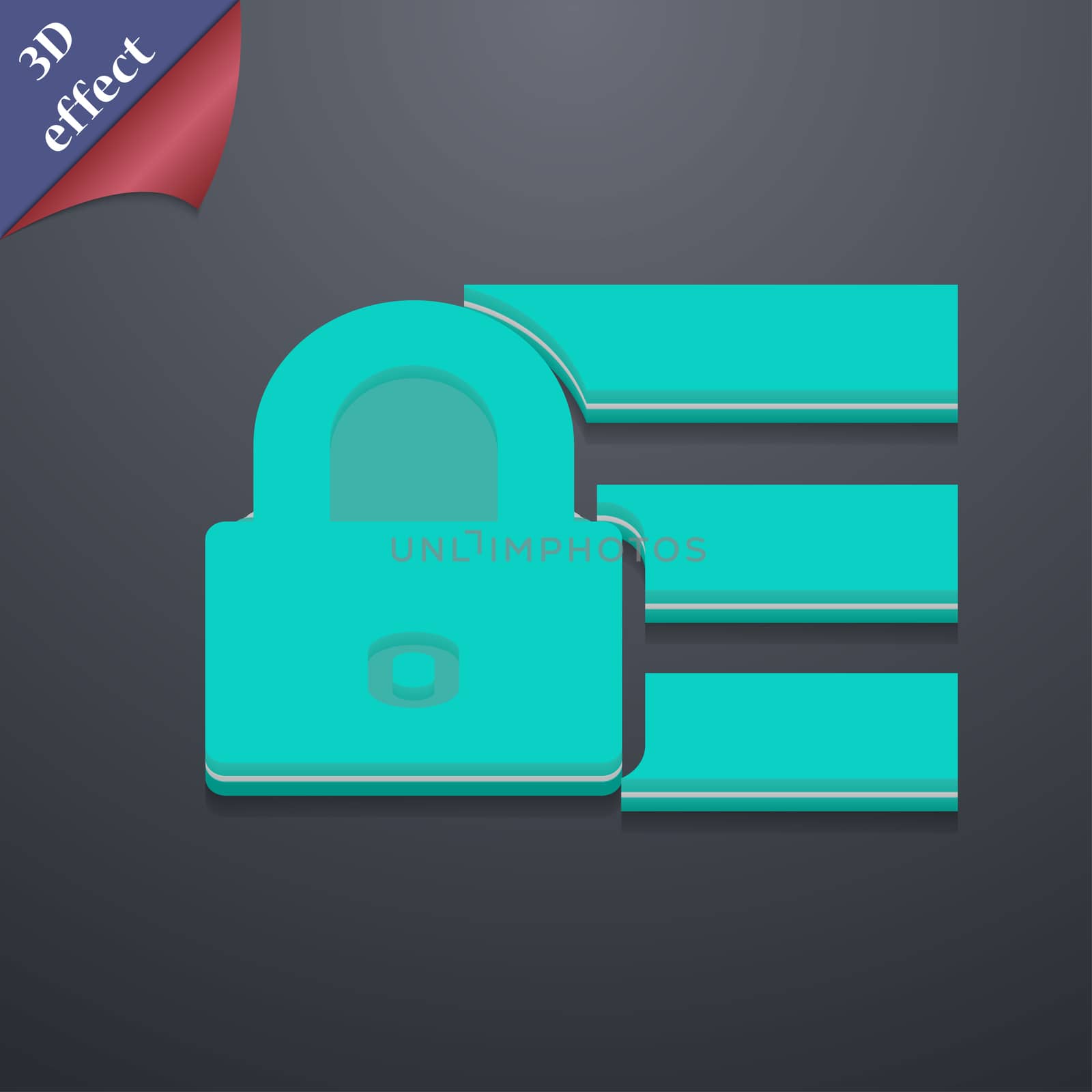 Lock, login icon symbol. 3D style. Trendy, modern design with space for your text illustration. Rastrized copy