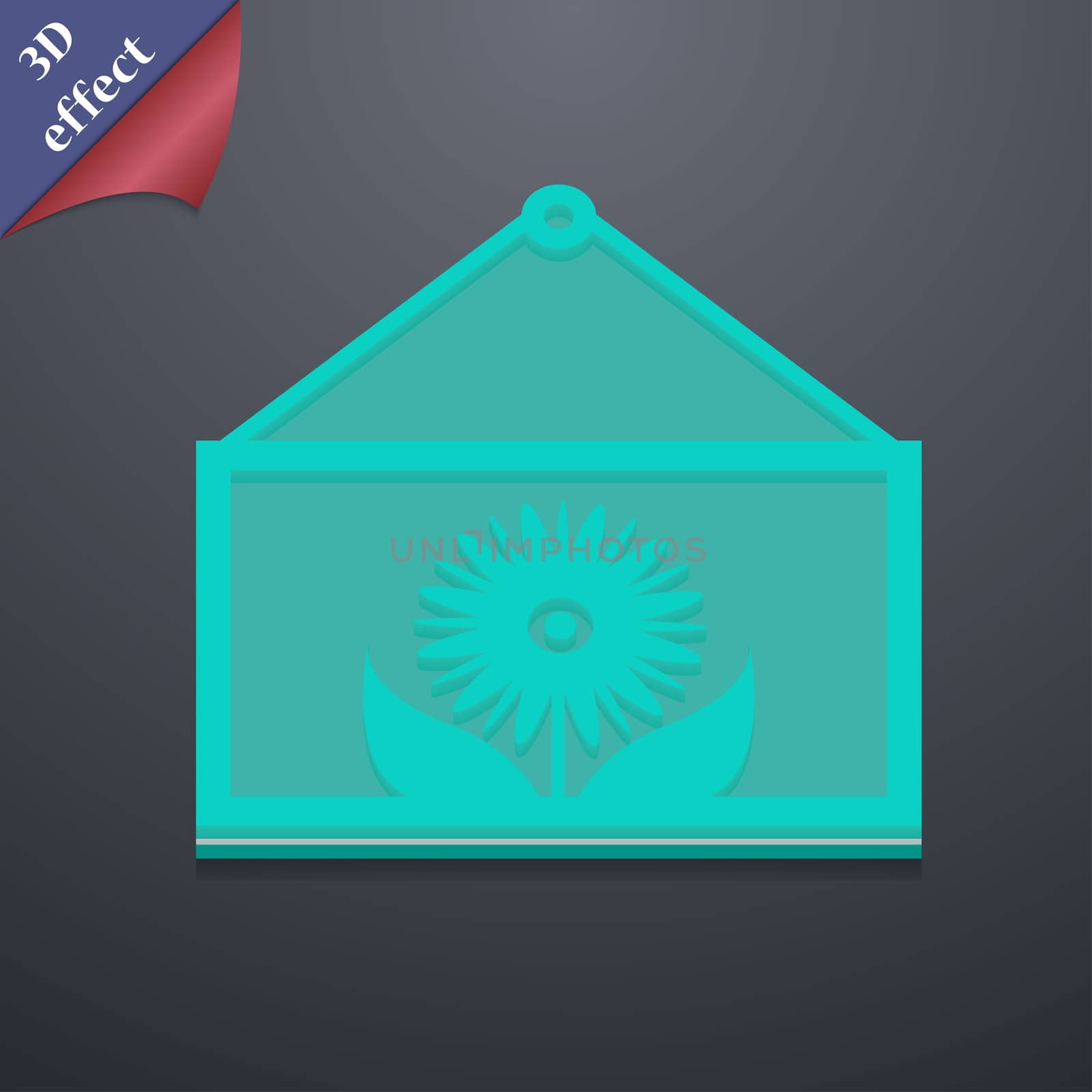 Frame with flower icon symbol. 3D style. Trendy, modern design with space for your text . Rastrized by serhii_lohvyniuk