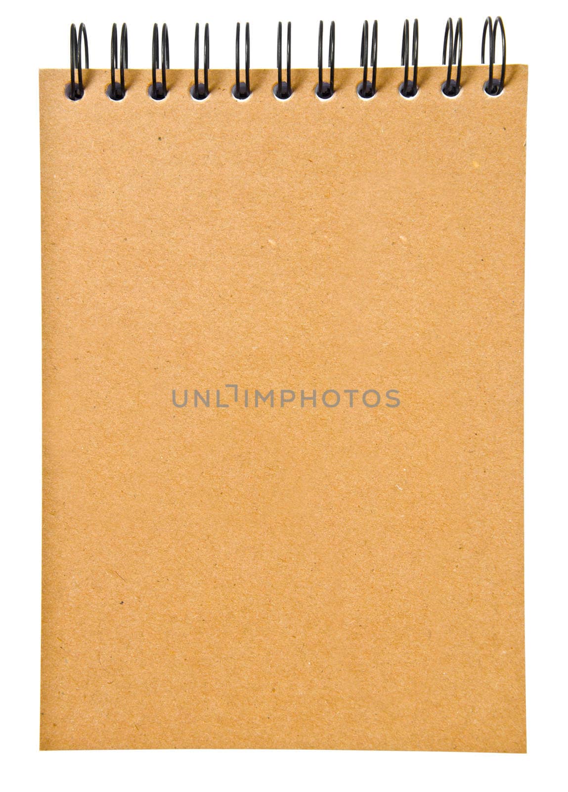 ring binder brown book or recycled paper notebook isolated on white background, clipping path