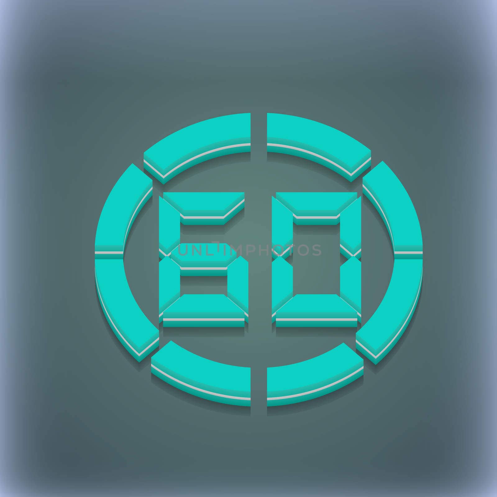 60 second stopwatch icon symbol. 3D style. Trendy, modern design with space for your text . Raster by serhii_lohvyniuk