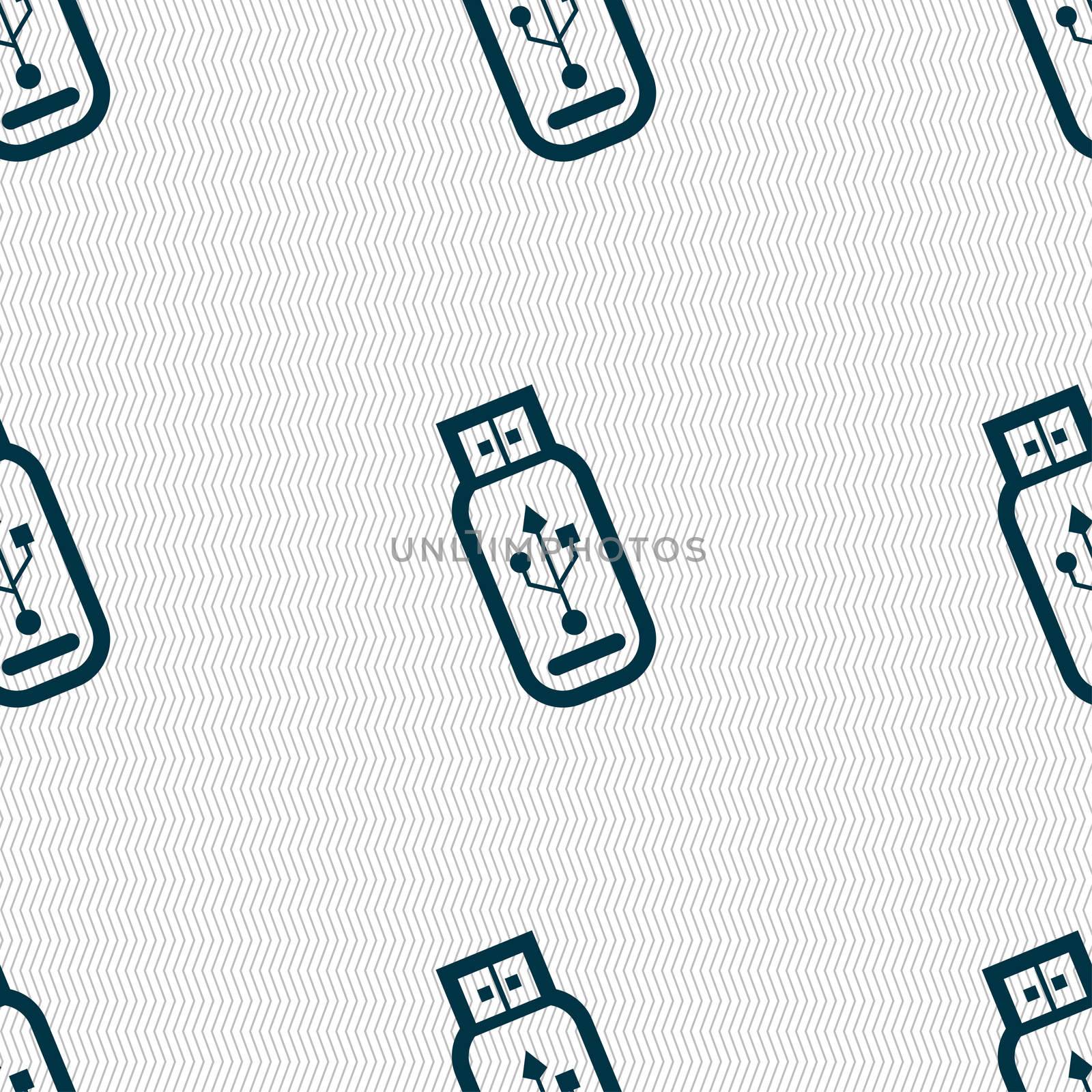 Usb flash drive icon sign. Seamless pattern with geometric texture.  by serhii_lohvyniuk