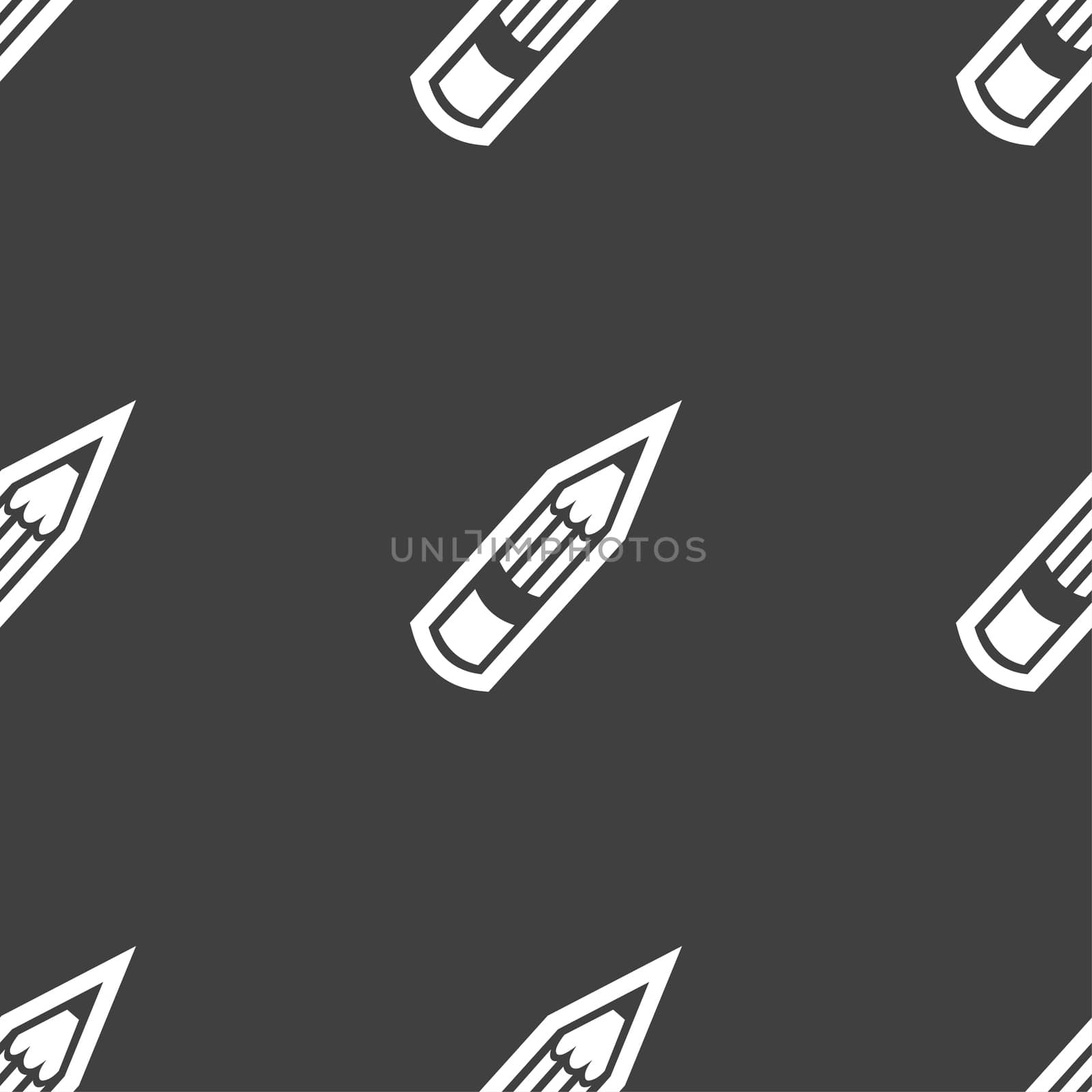 Pencil icon sign. Seamless pattern on a gray background. illustration