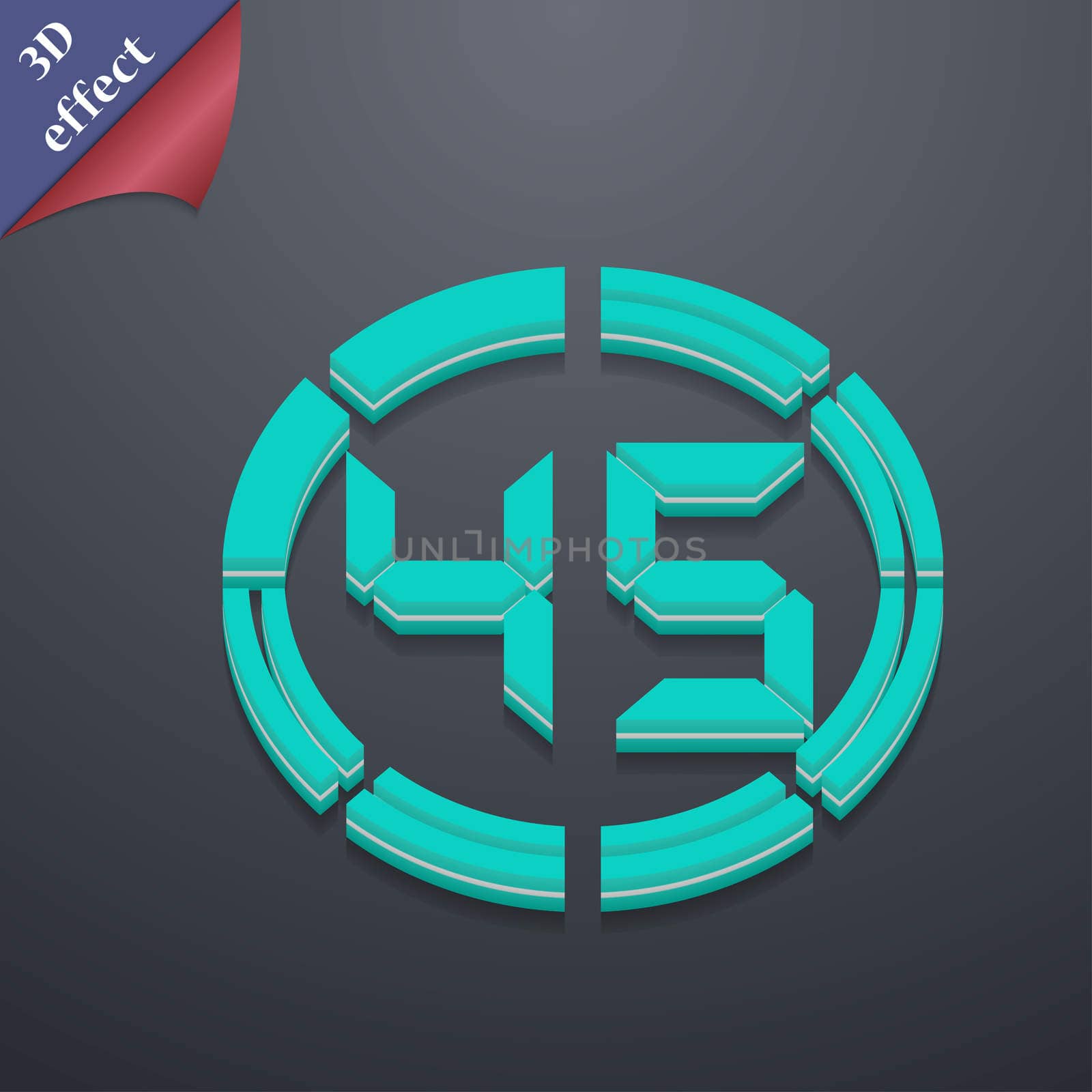 45 second stopwatch icon symbol. 3D style. Trendy, modern design with space for your text . Rastrized by serhii_lohvyniuk