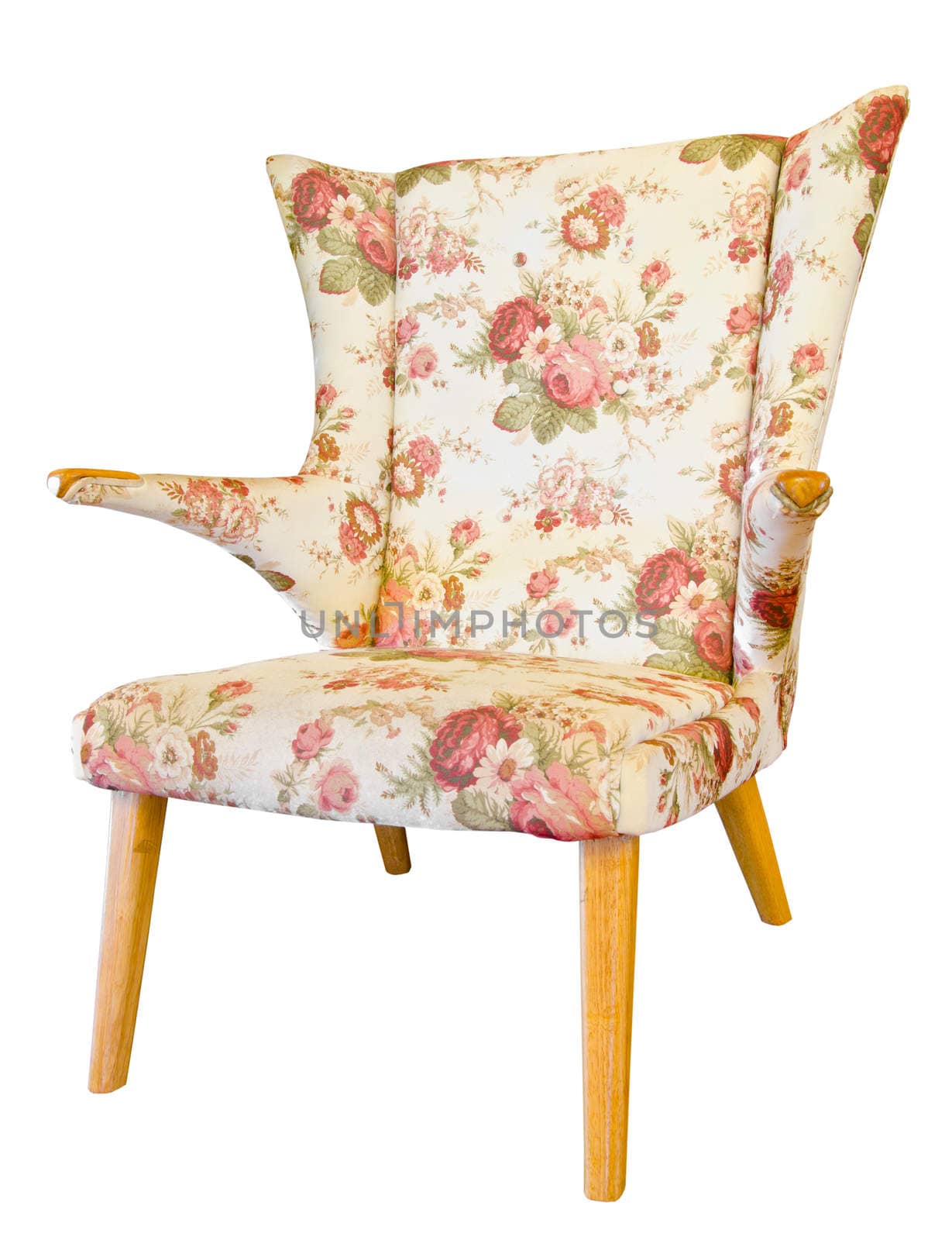 vintage chair isolated white background, clipping path