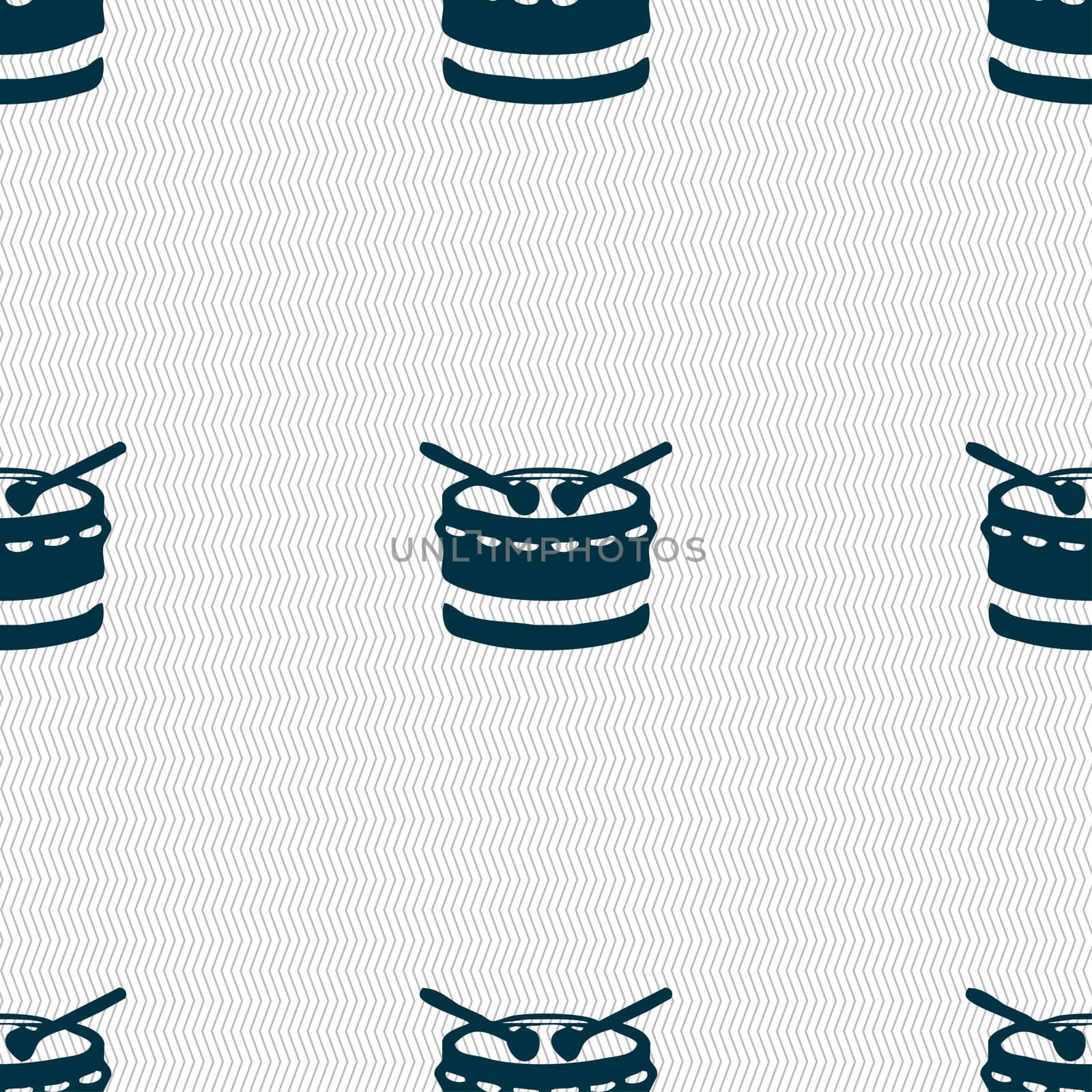 drum icon sign. Seamless pattern with geometric texture.  by serhii_lohvyniuk