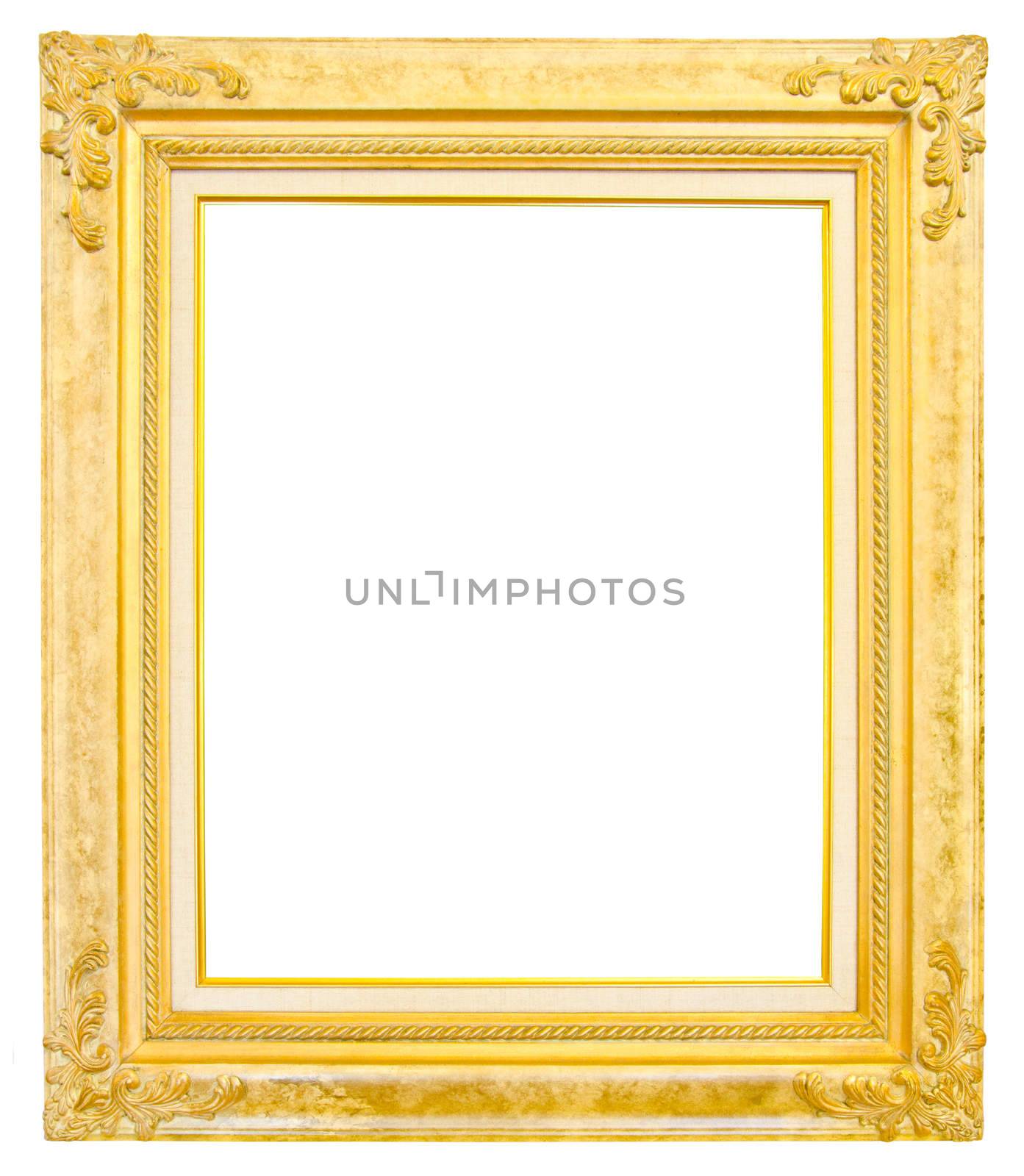 antique gold frame isolated on white background, clipping path