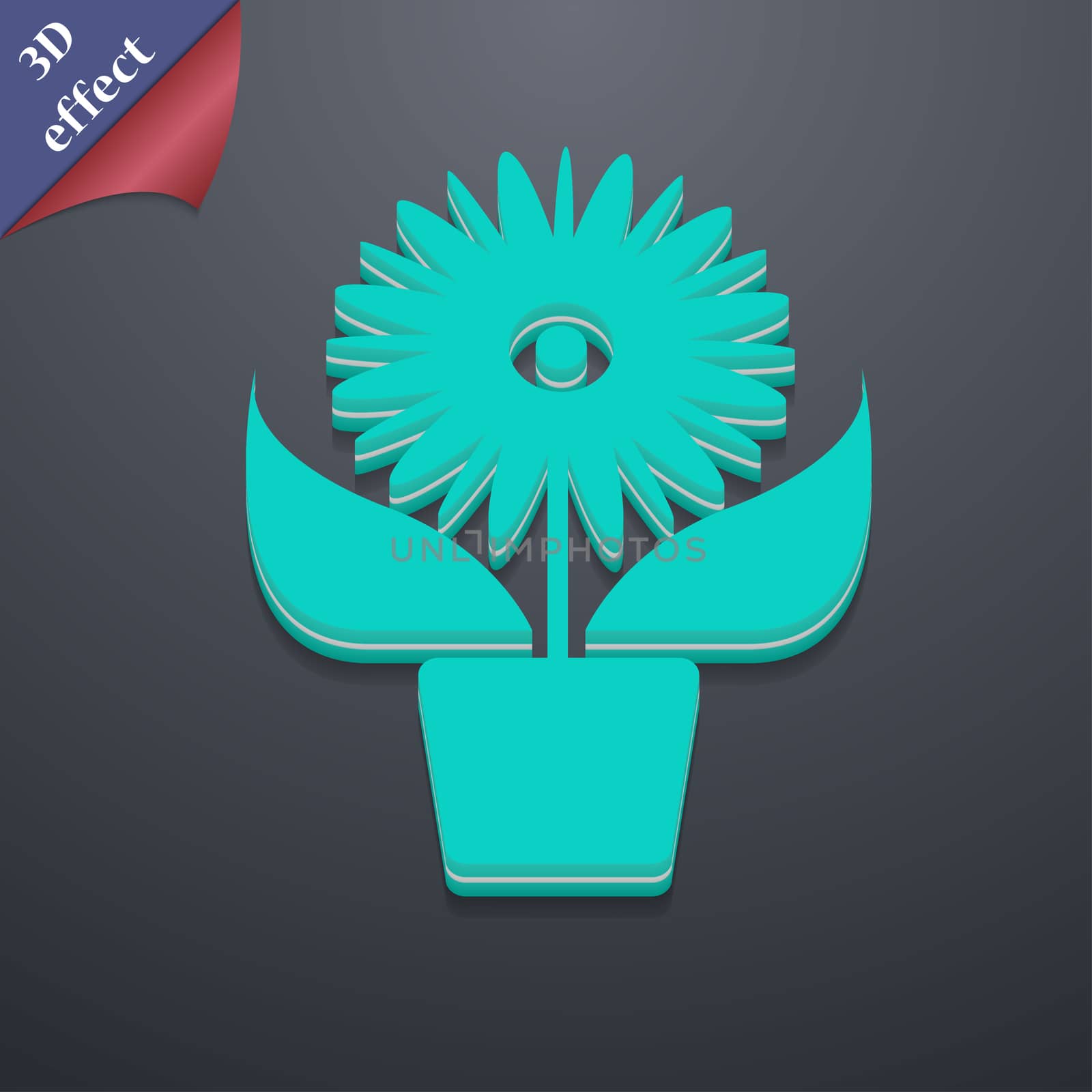 Flowers in pot icon symbol. 3D style. Trendy, modern design with space for your text . Rastrized by serhii_lohvyniuk