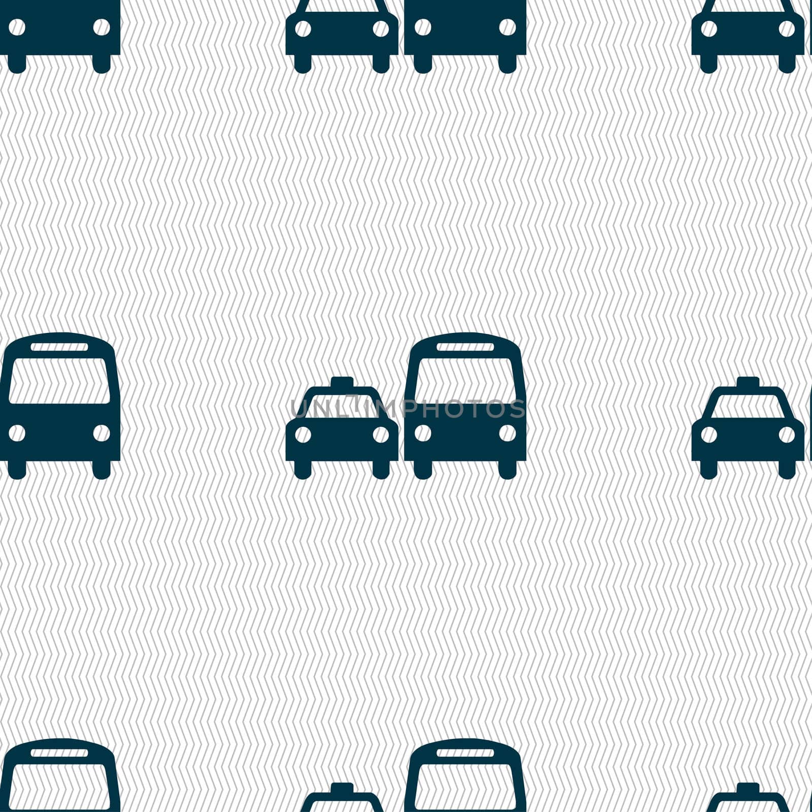 taxi icon sign. Seamless pattern with geometric texture. illustration