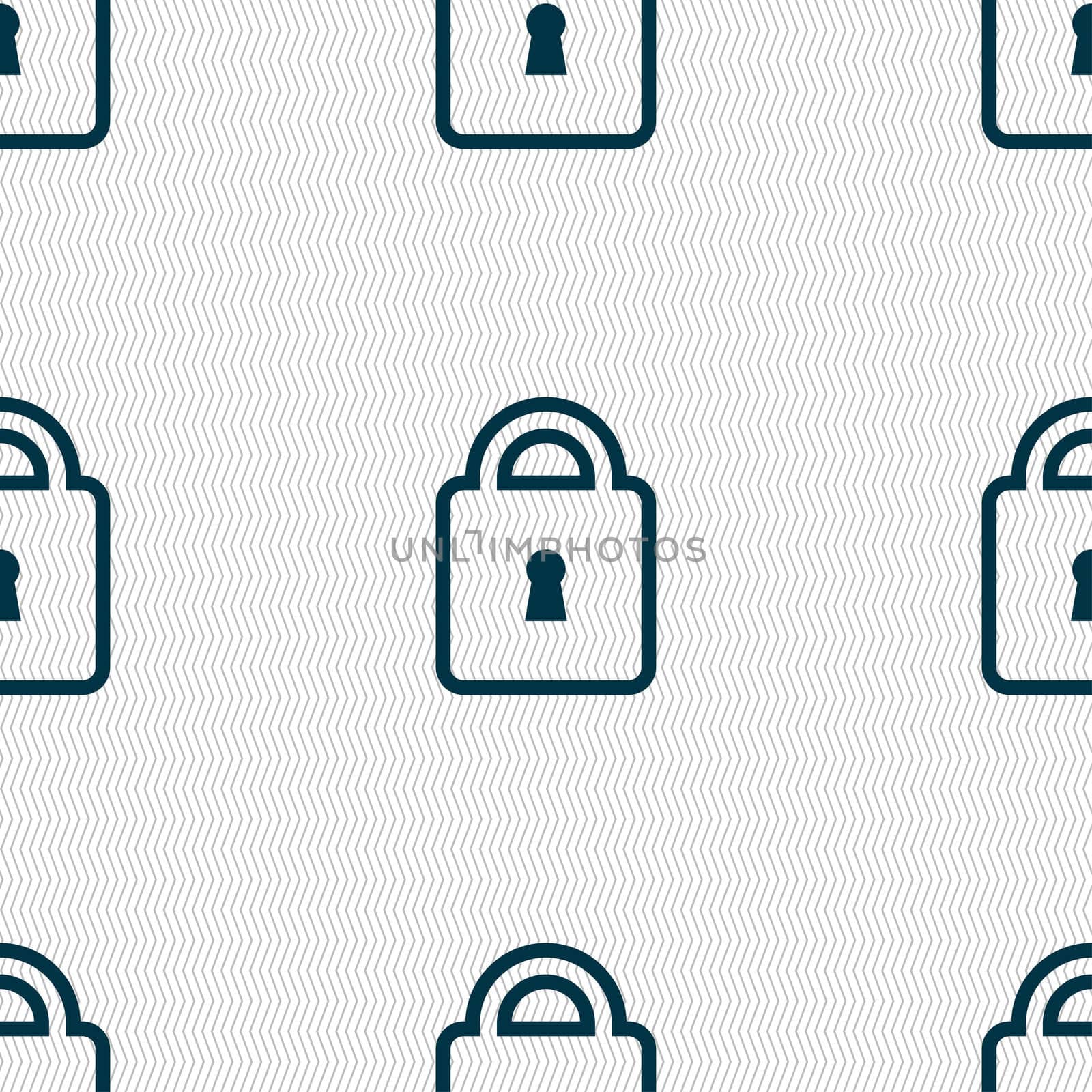 Lock icon sign. Seamless pattern with geometric texture. illustration