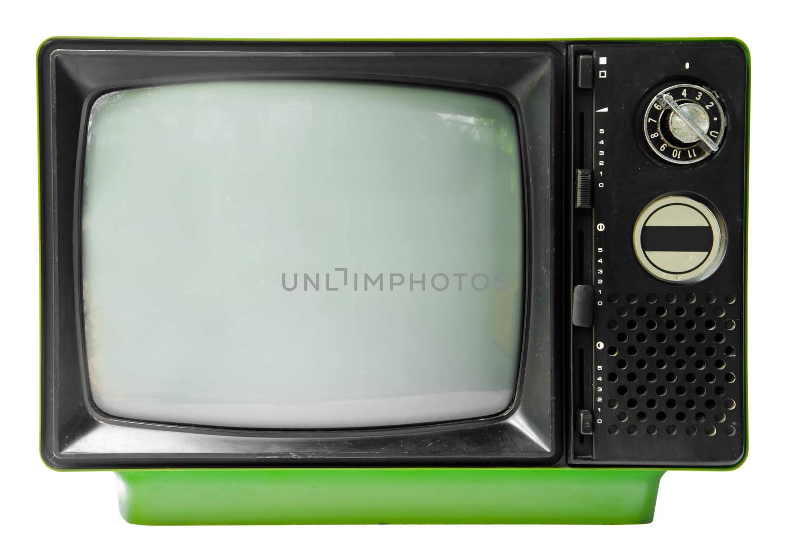 vintage television isolated on the white background, clipping path