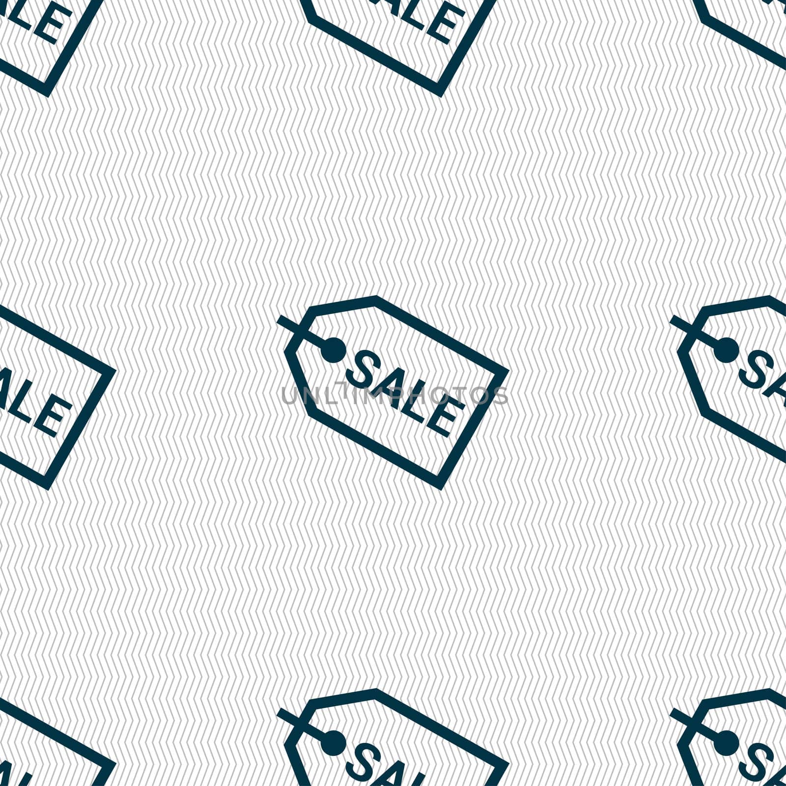 Sale icon sign. Seamless pattern with geometric texture. illustration