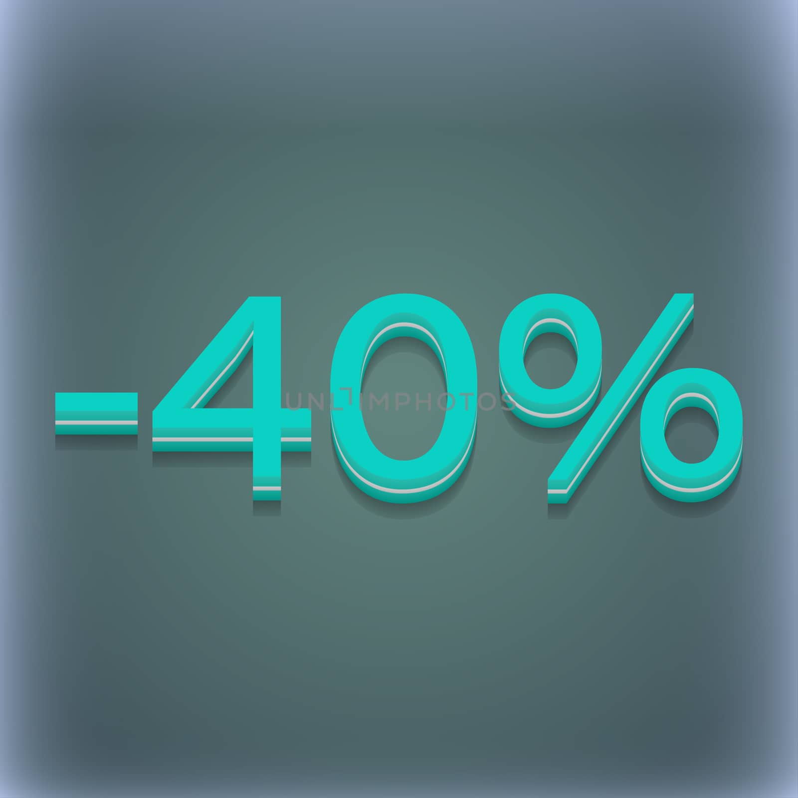 40 percent discount icon symbol. 3D style. Trendy, modern design with space for your text illustration. Raster version