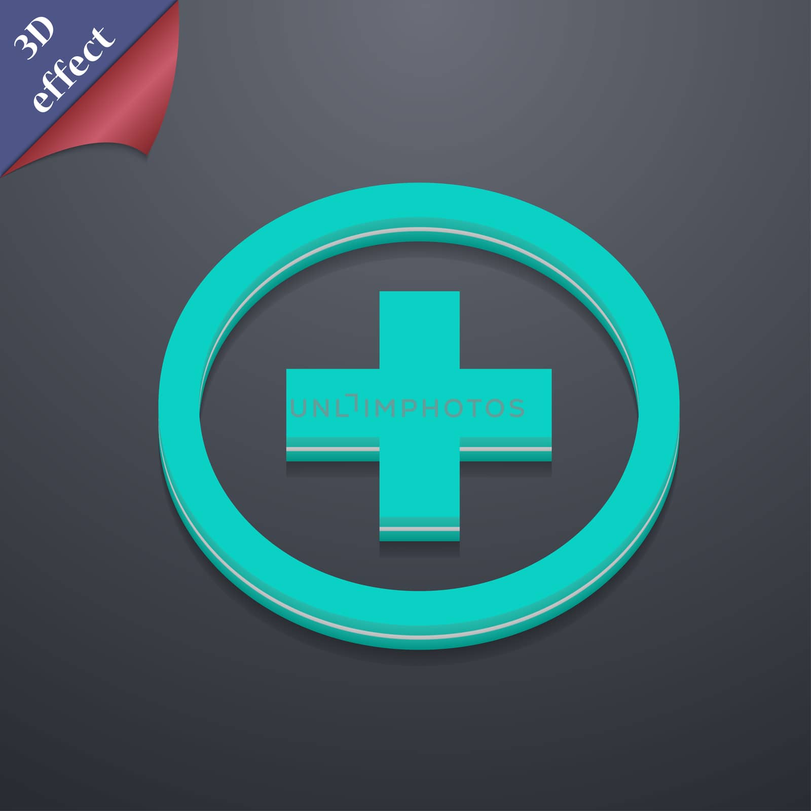 Plus, Positive, zoom icon symbol. 3D style. Trendy, modern design with space for your text illustration. Rastrized copy