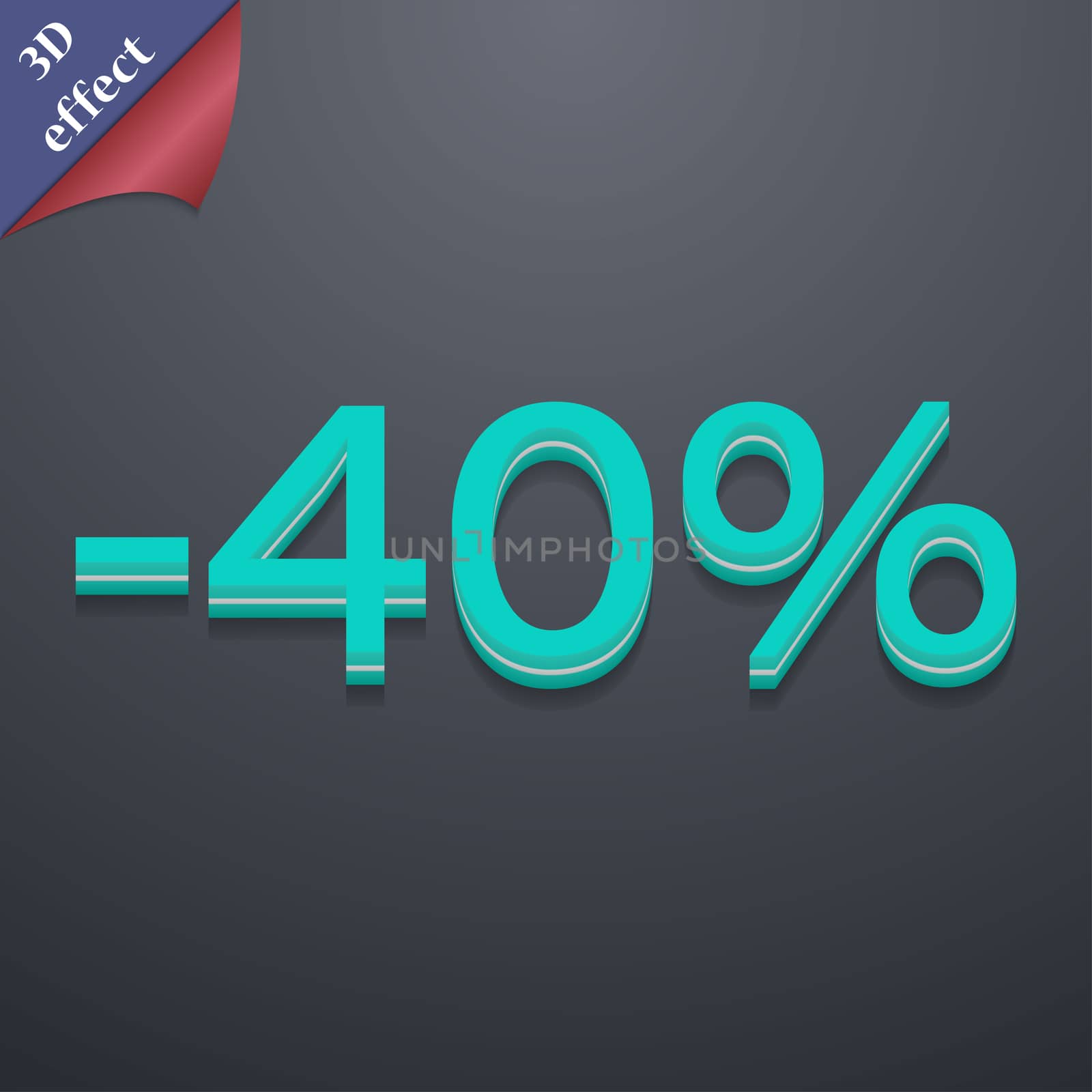 40 percent discount icon symbol. 3D style. Trendy, modern design with space for your text illustration. Rastrized copy