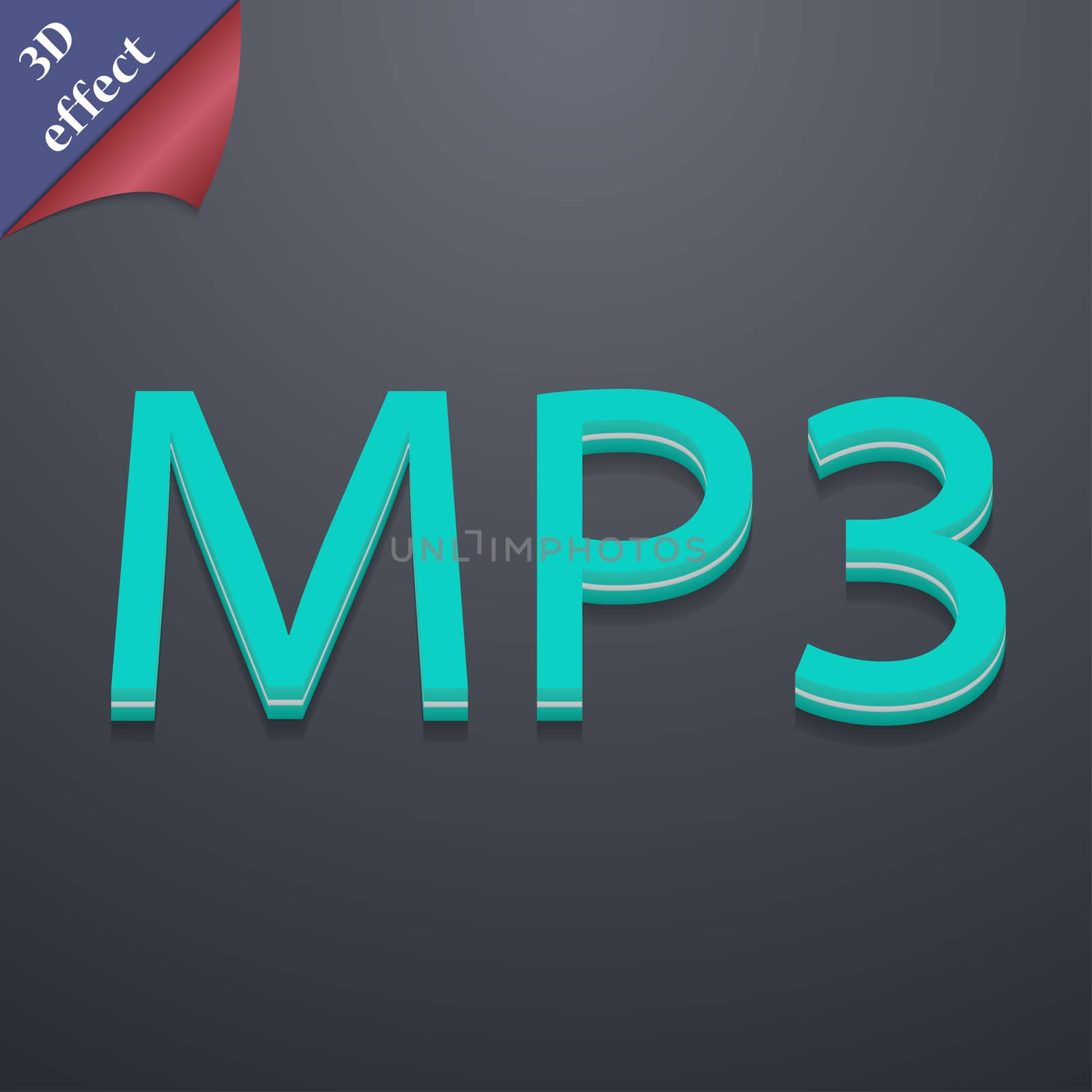 Mp3 music format icon symbol. 3D style. Trendy, modern design with space for your text . Rastrized by serhii_lohvyniuk