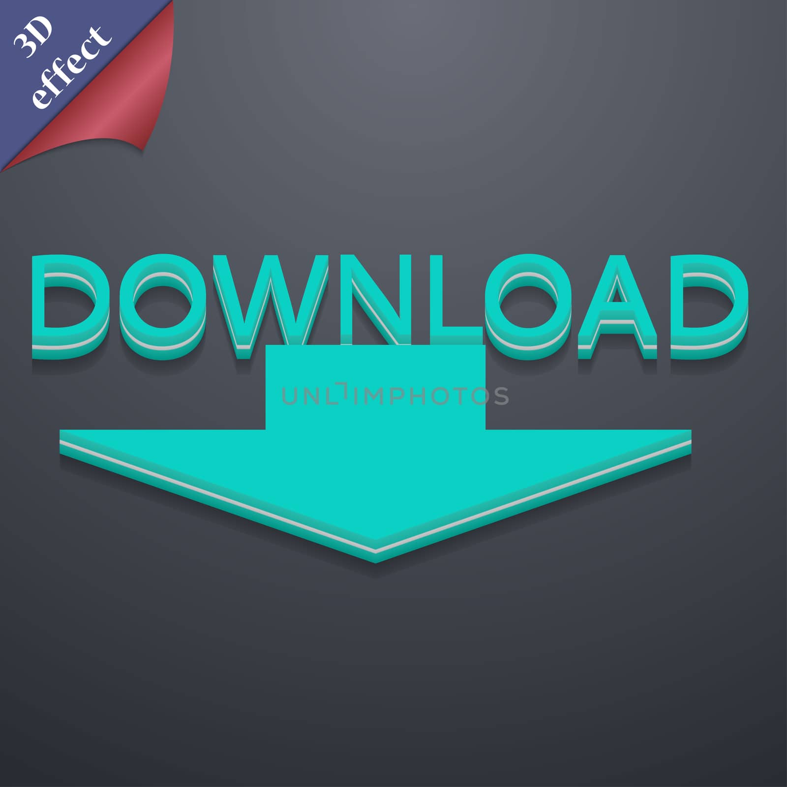 Download icon symbol. 3D style. Trendy, modern design with space for your text . Rastrized by serhii_lohvyniuk