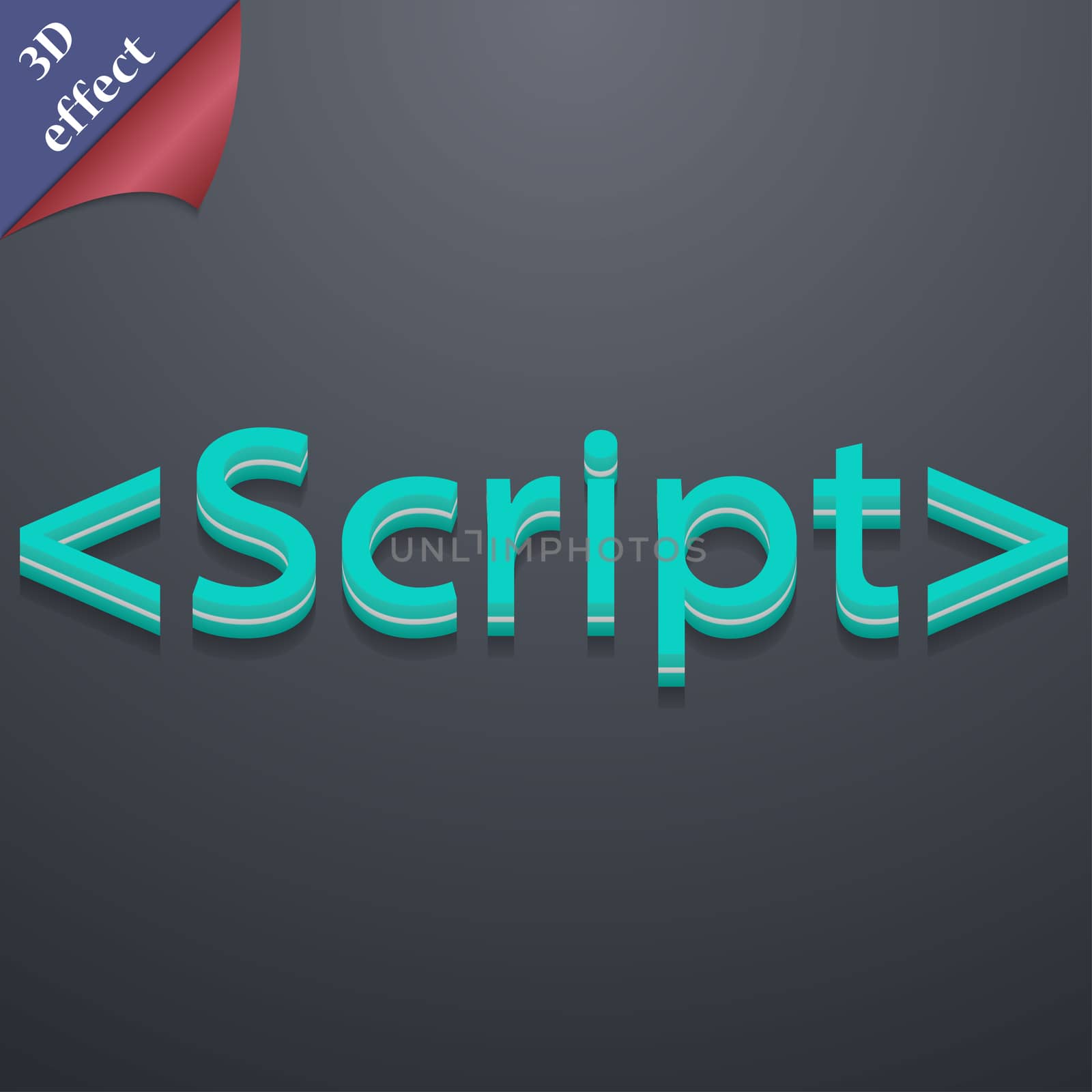 Script icon symbol. 3D style. Trendy, modern design with space for your text . Rastrized by serhii_lohvyniuk