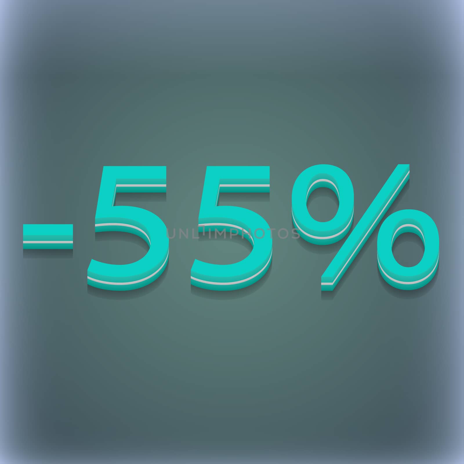 55 percent discount icon symbol. 3D style. Trendy, modern design with space for your text . Raster by serhii_lohvyniuk