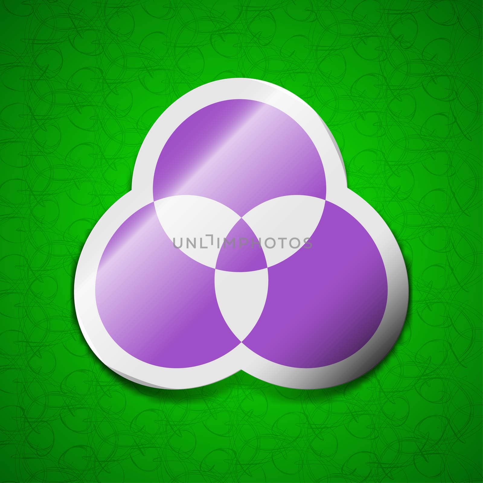 Color scheme icon sign. Symbol chic colored sticky label on green background.  by serhii_lohvyniuk