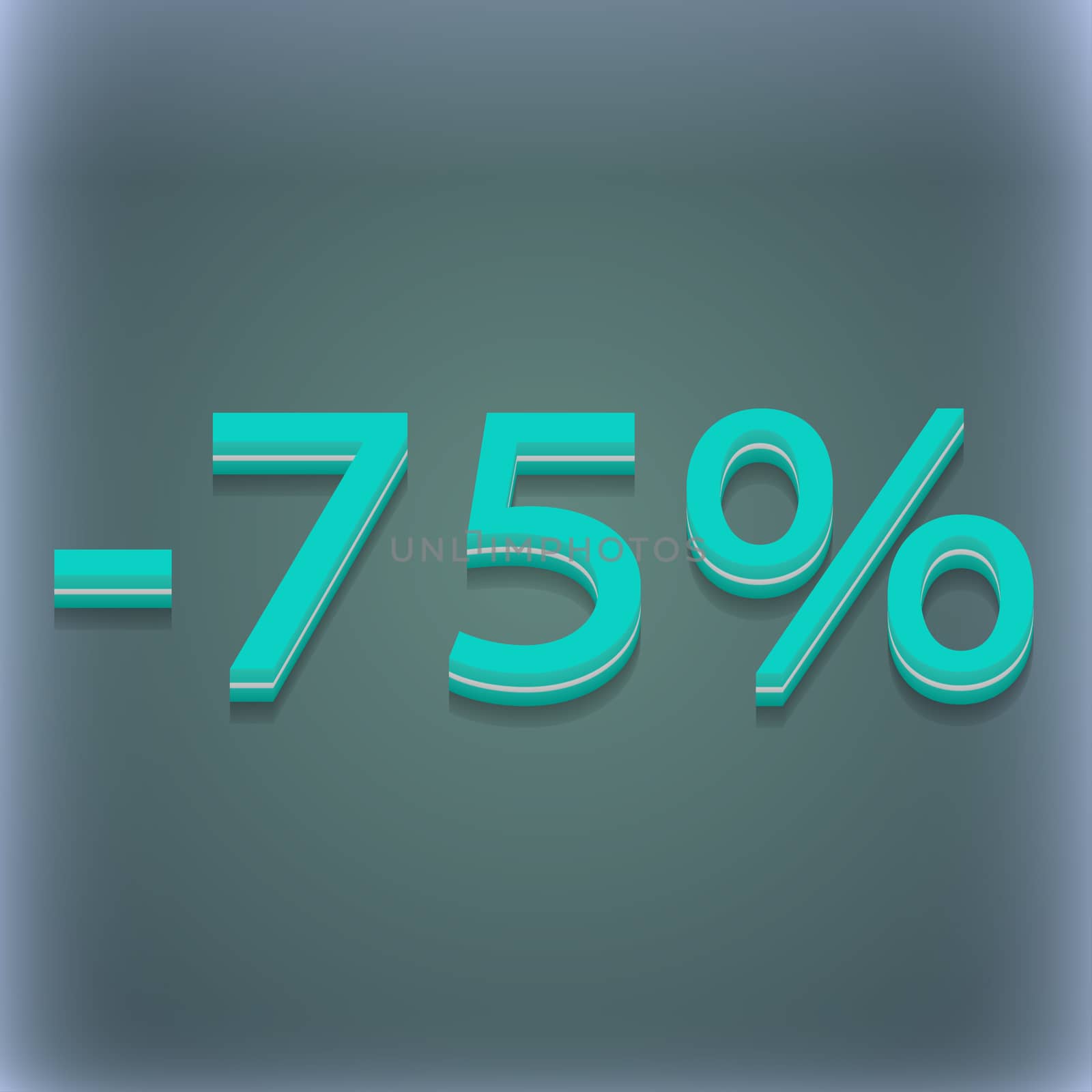 75 percent discount icon symbol. 3D style. Trendy, modern design with space for your text . Raster by serhii_lohvyniuk