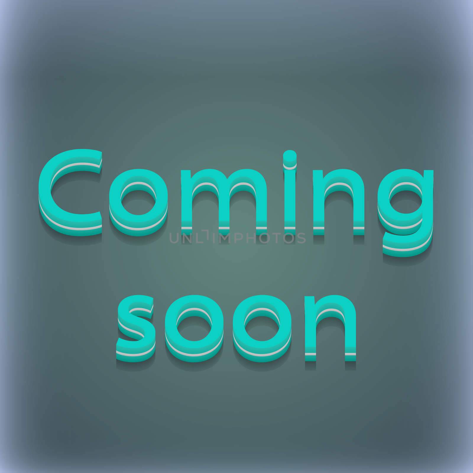 Coming soon icon symbol. 3D style. Trendy, modern design with space for your text . Raster by serhii_lohvyniuk