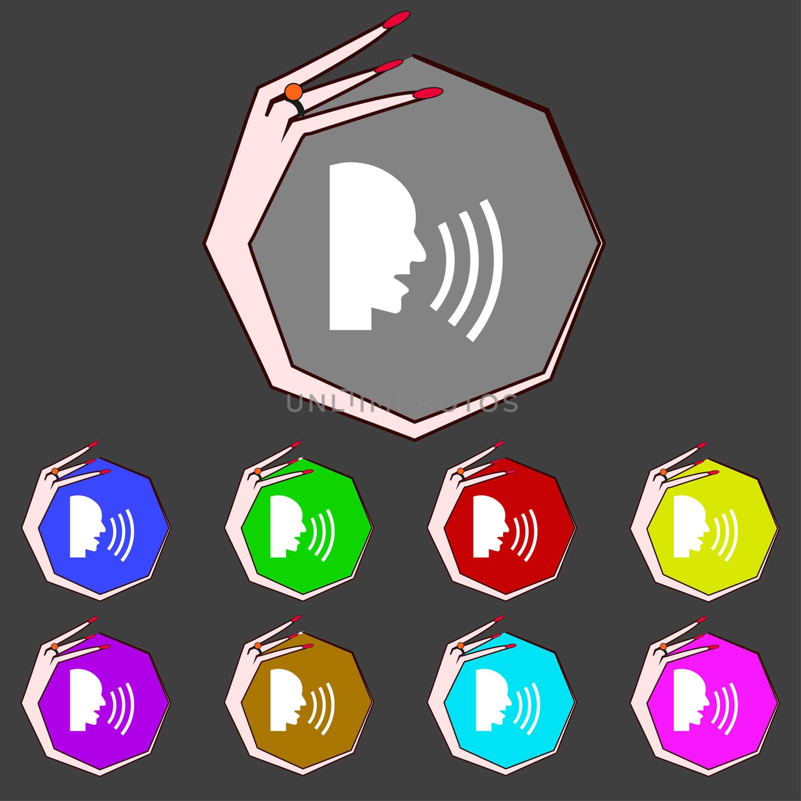Talking Flat modern web icon. Set colour button. illustration
