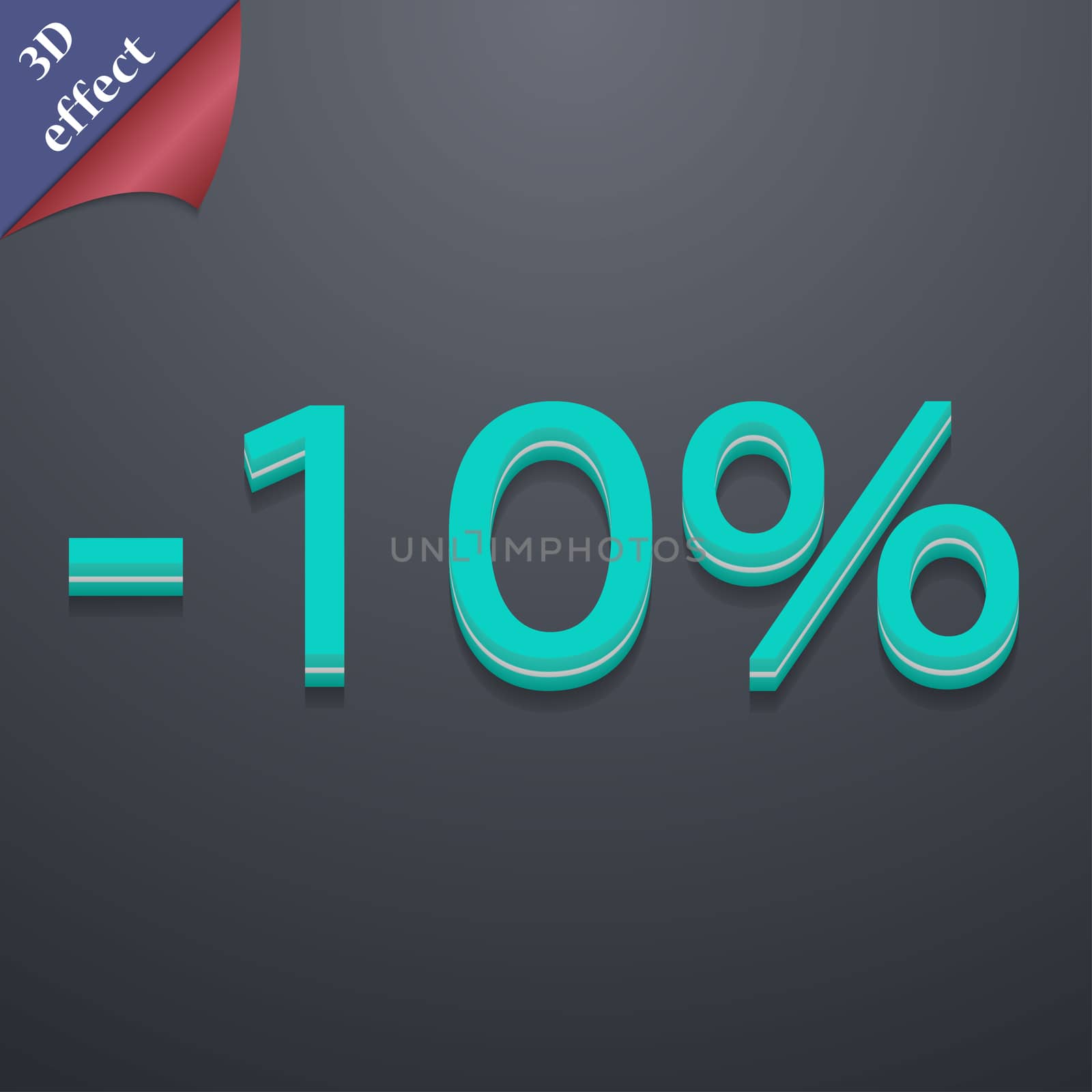 10 percent discount icon symbol. 3D style. Trendy, modern design with space for your text . Rastrized by serhii_lohvyniuk