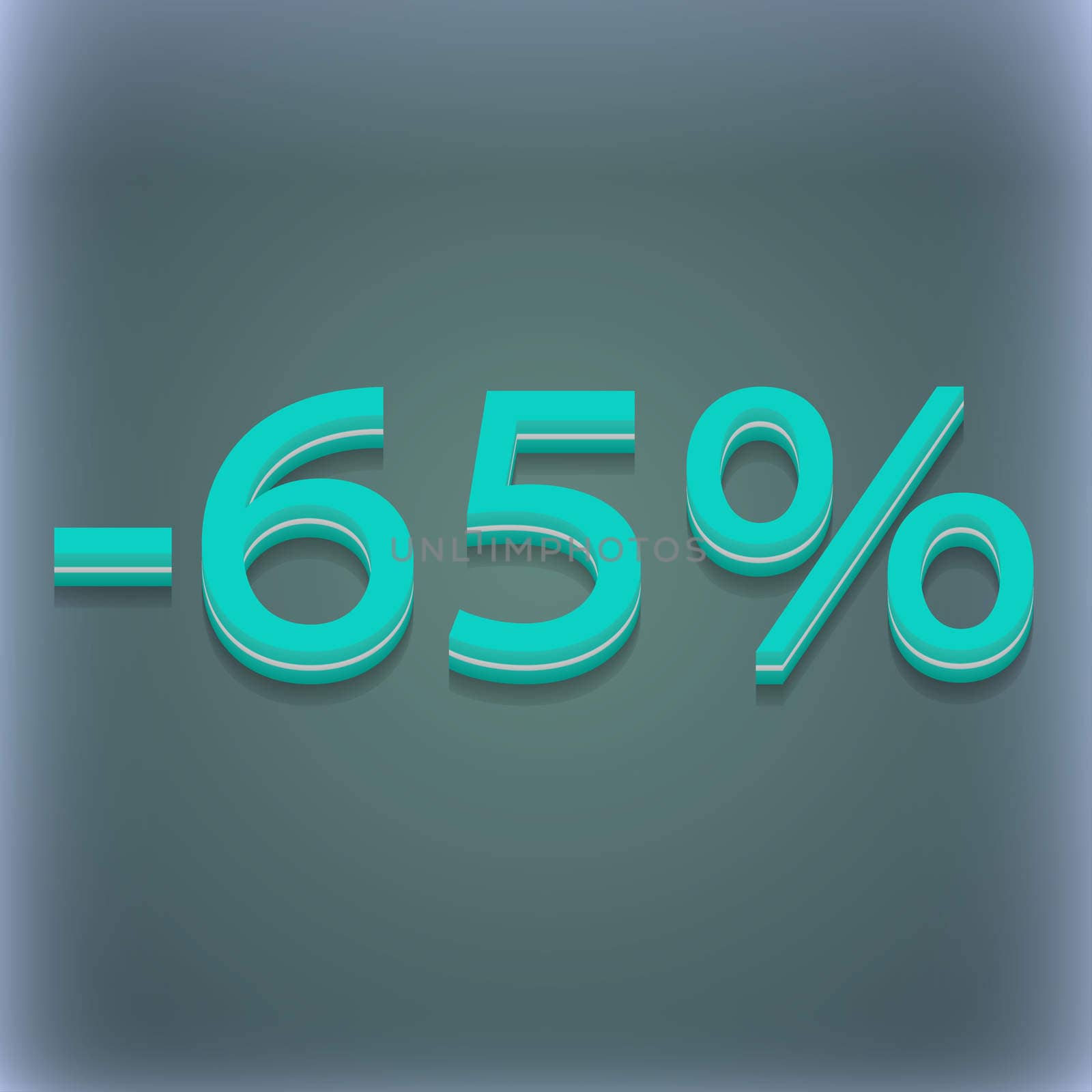 65 percent discount icon symbol. 3D style. Trendy, modern design with space for your text . Raster by serhii_lohvyniuk