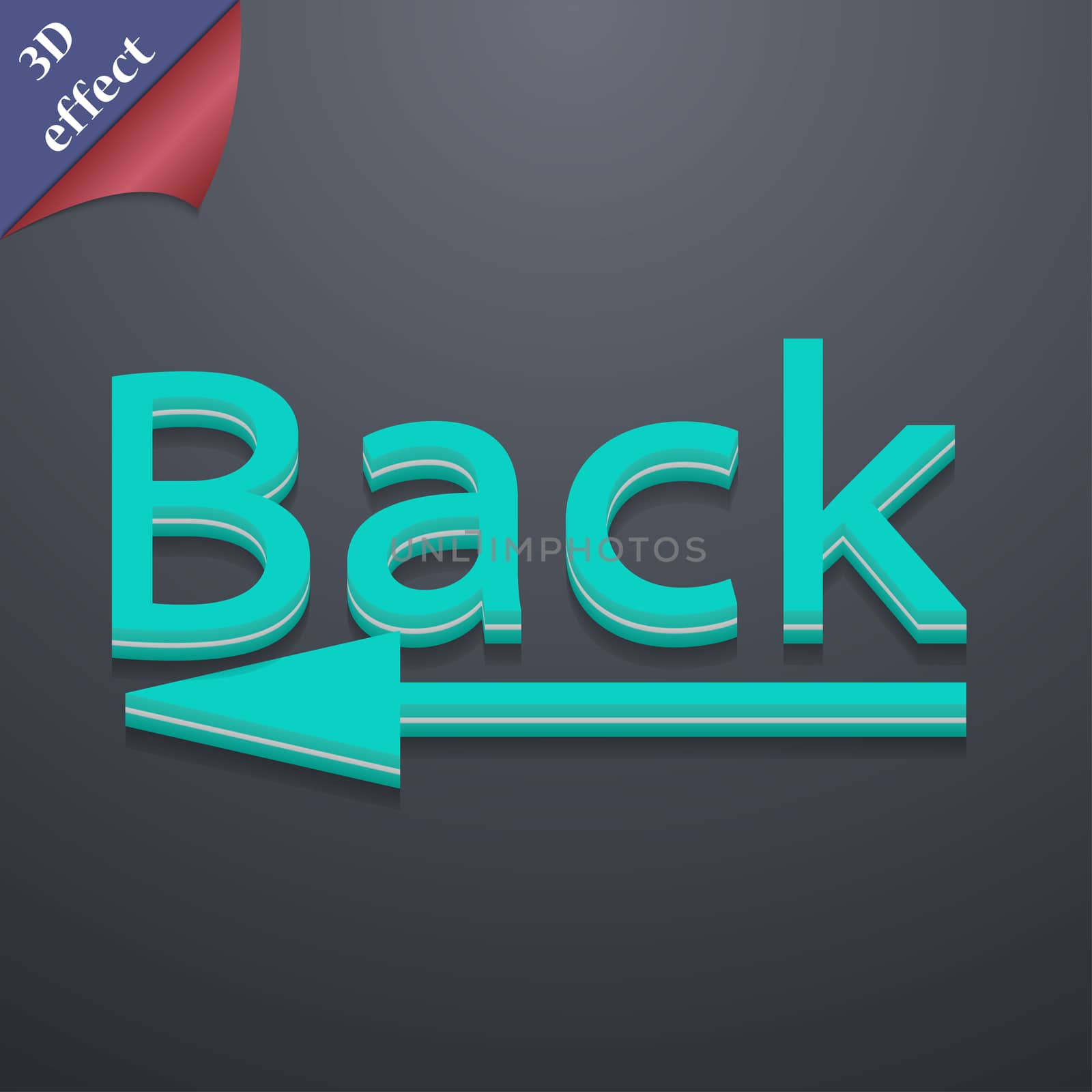 Back Arrow icon symbol. 3D style. Trendy, modern design with space for your text illustration. Rastrized copy