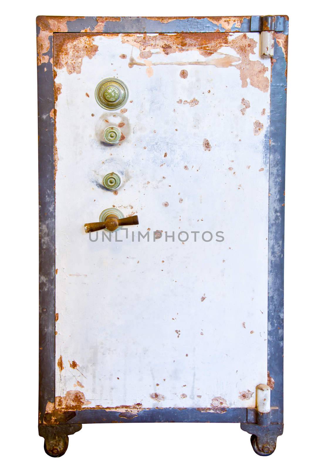 Old safe lock isolated on white background, clipping path