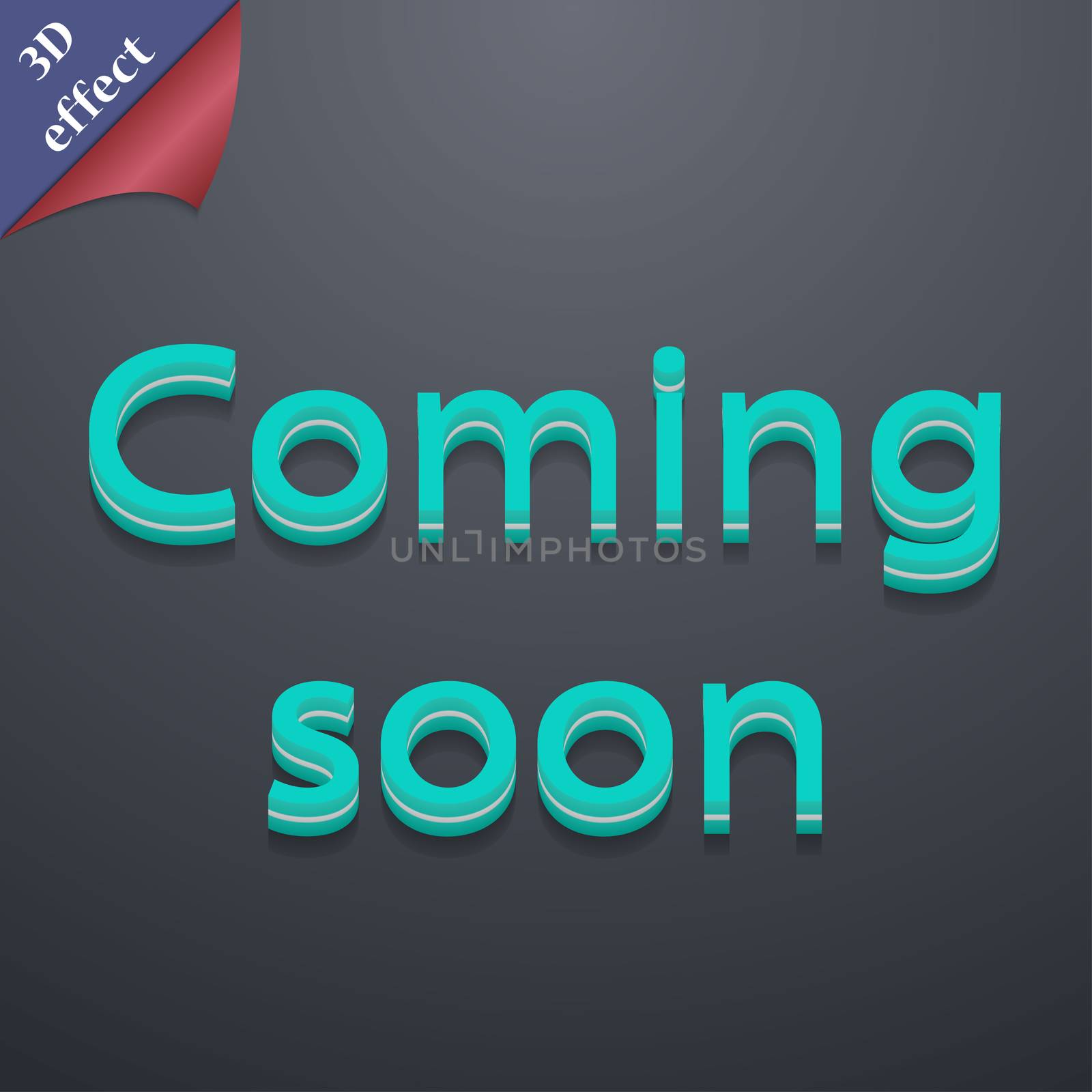 Coming soon icon symbol. 3D style. Trendy, modern design with space for your text illustration. Rastrized copy