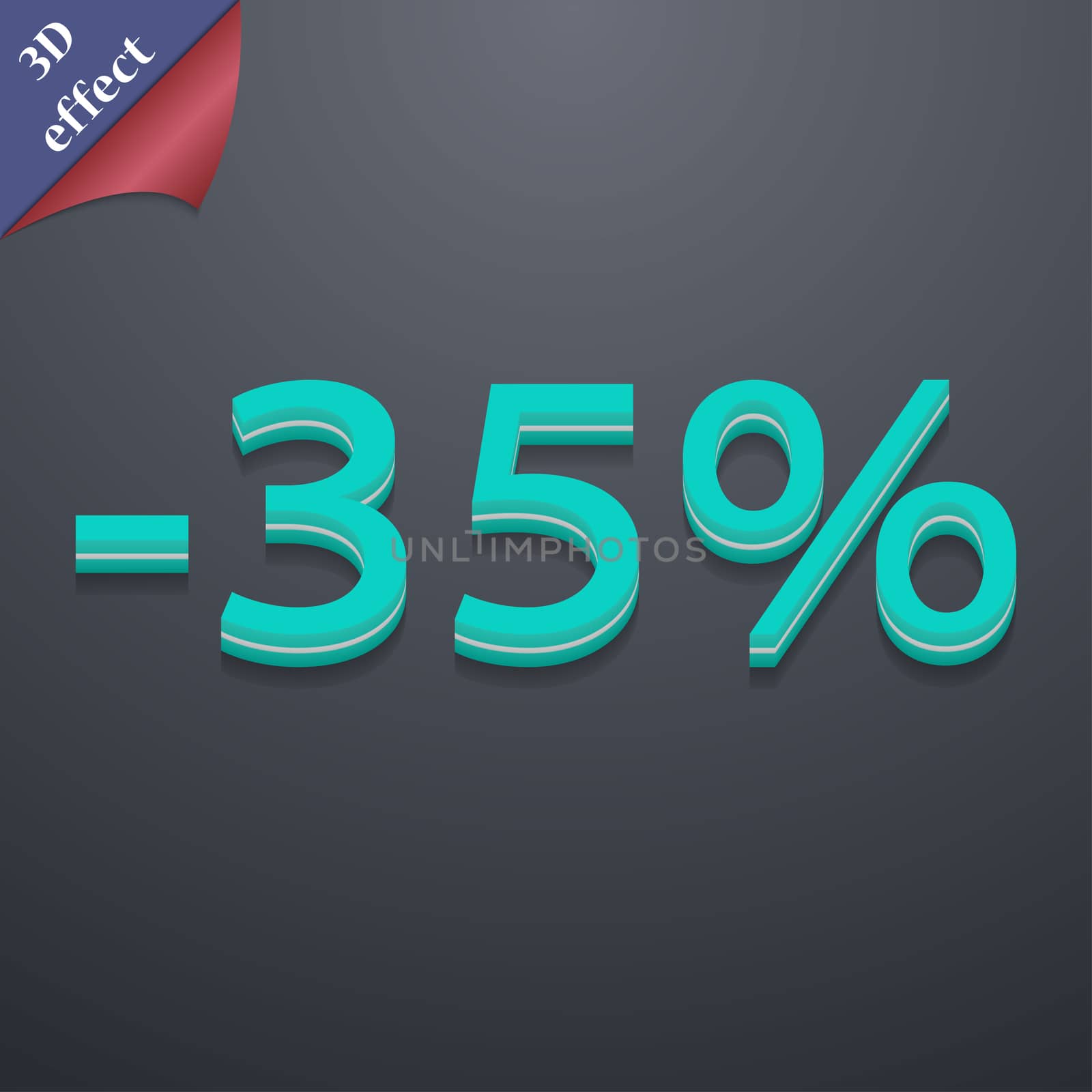 35 percent discount icon symbol. 3D style. Trendy, modern design with space for your text illustration. Rastrized copy