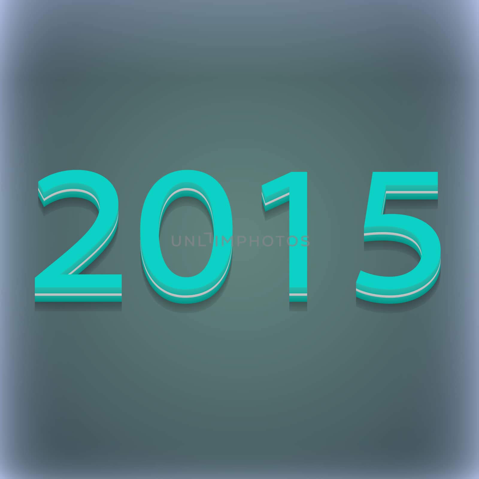 Happy new year 2015 icon symbol. 3D style. Trendy, modern design with space for your text illustration. Raster version