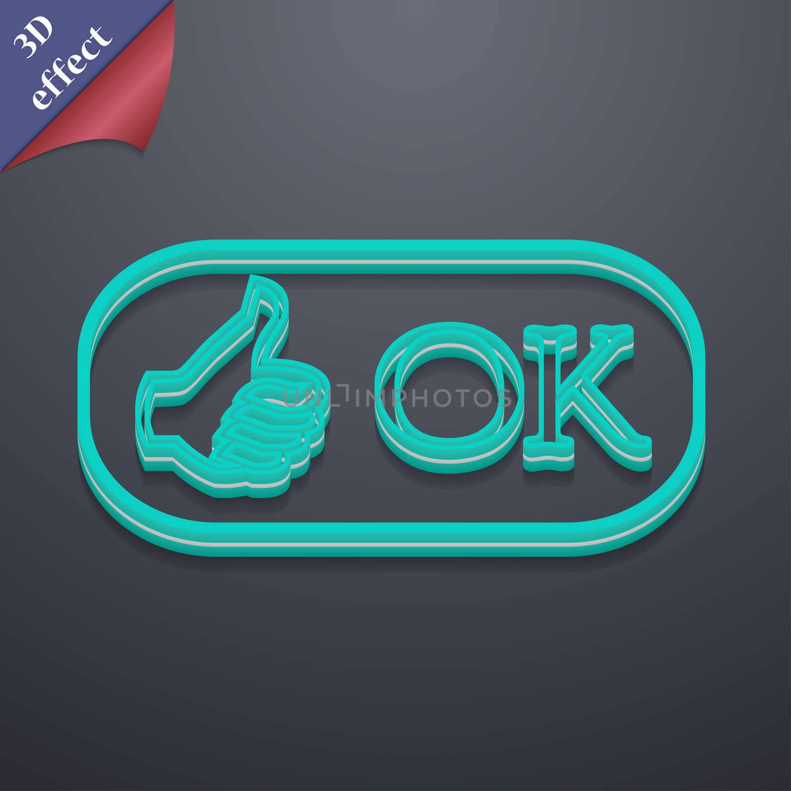 OK icon symbol. 3D style. Trendy, modern design with space for your text illustration. Rastrized copy