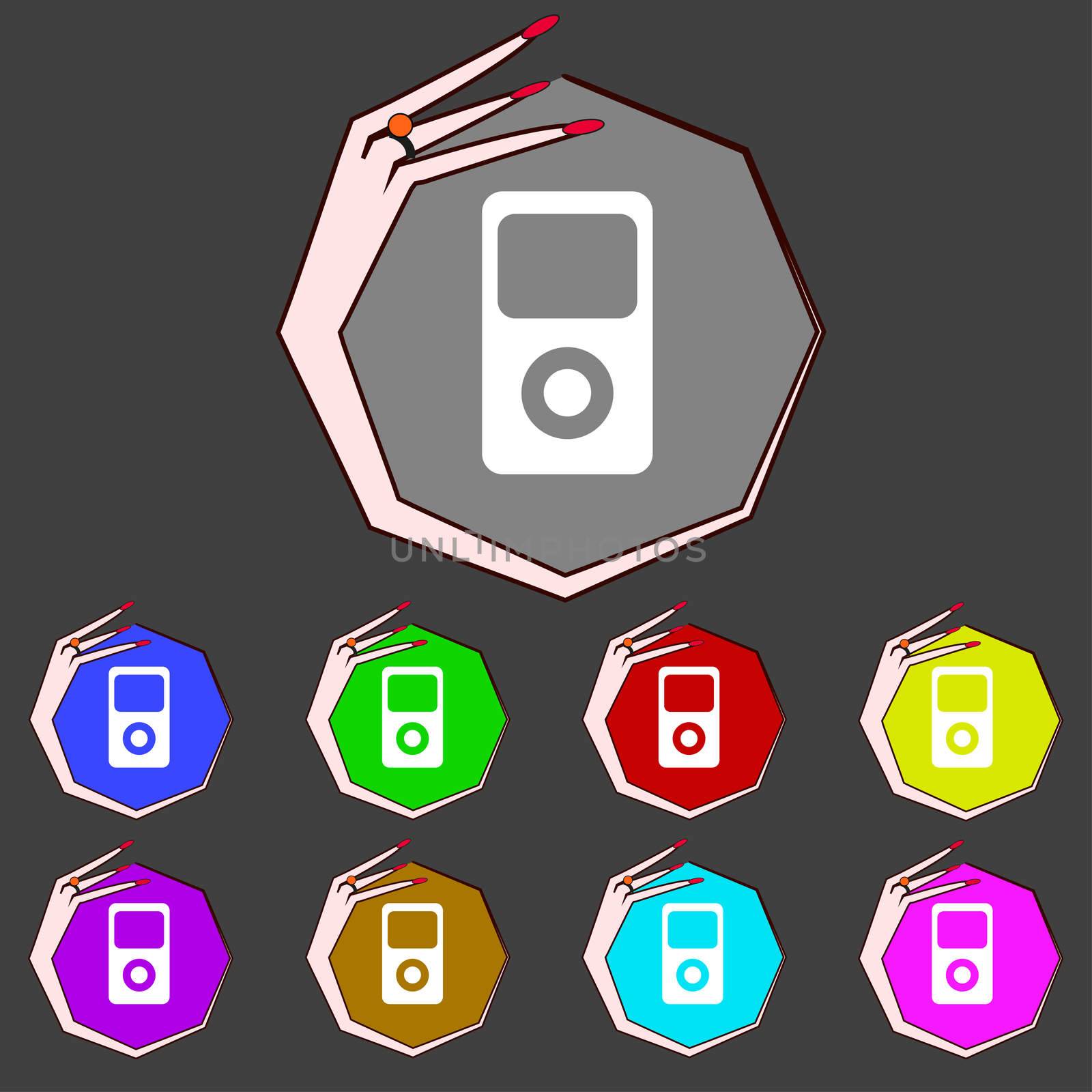 Portable musical player icon. Set colur buttons.  by serhii_lohvyniuk