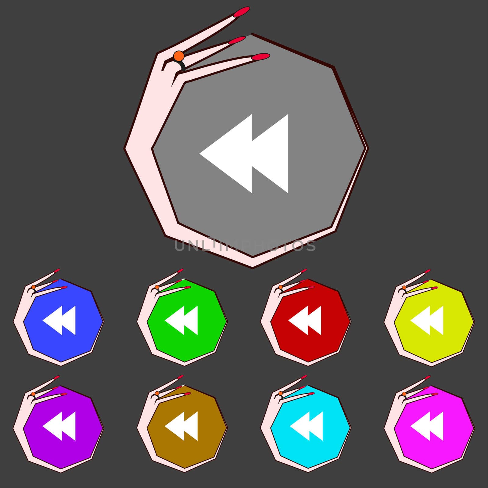 multimedia sign icon. Player navigation symbol. Set colour buttons.  by serhii_lohvyniuk