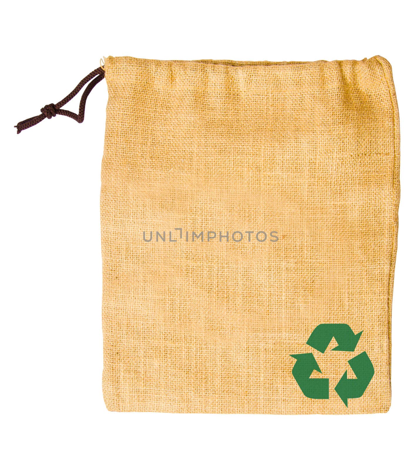 Empty sack bag recycle isolated on white background, clipping path