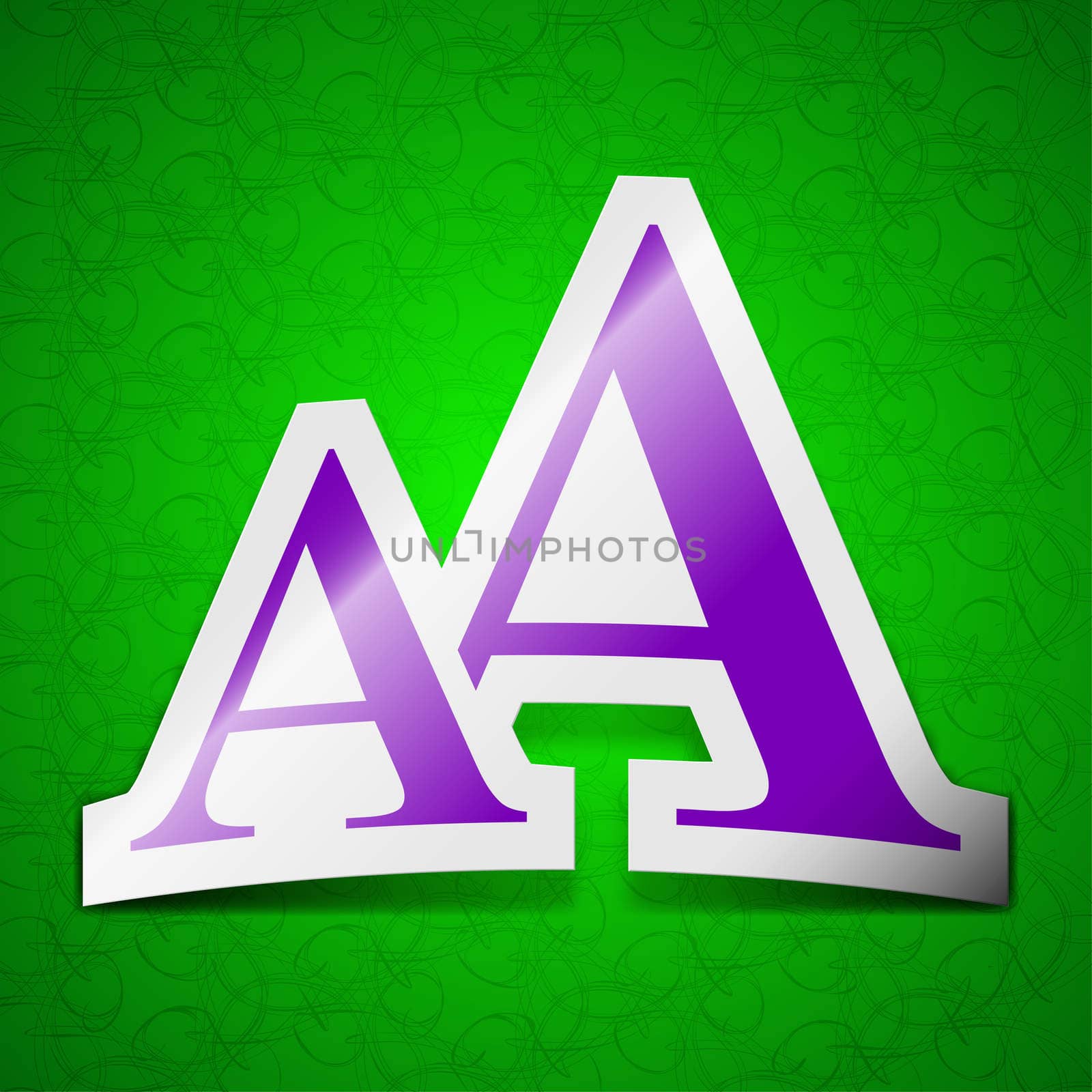 Enlarge font, AA icon sign. Symbol chic colored sticky label on green background.  by serhii_lohvyniuk