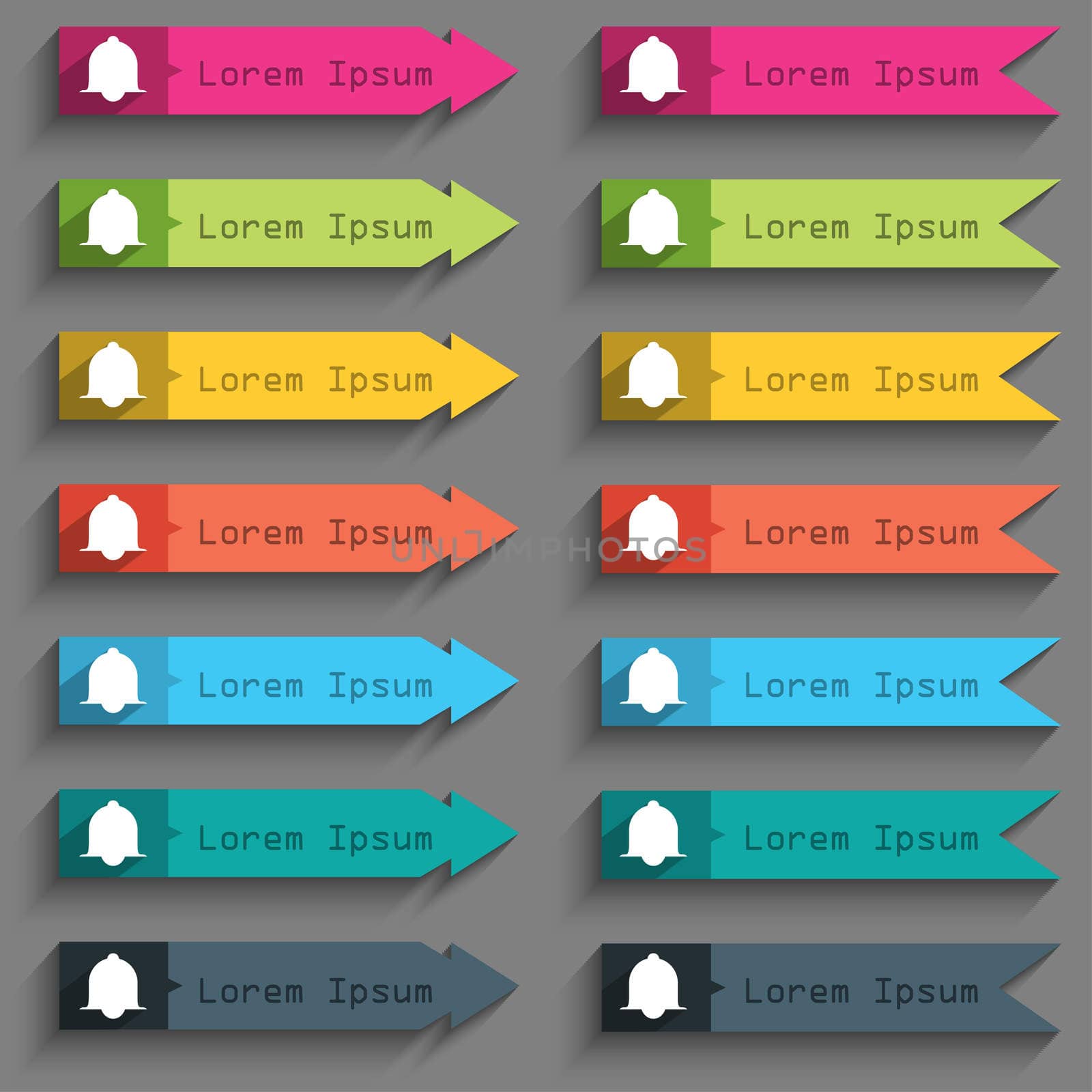 Alarm bell sign icon. Wake up alarm symbol. Speech bubbles information icons. Set of colourful buttons  by serhii_lohvyniuk