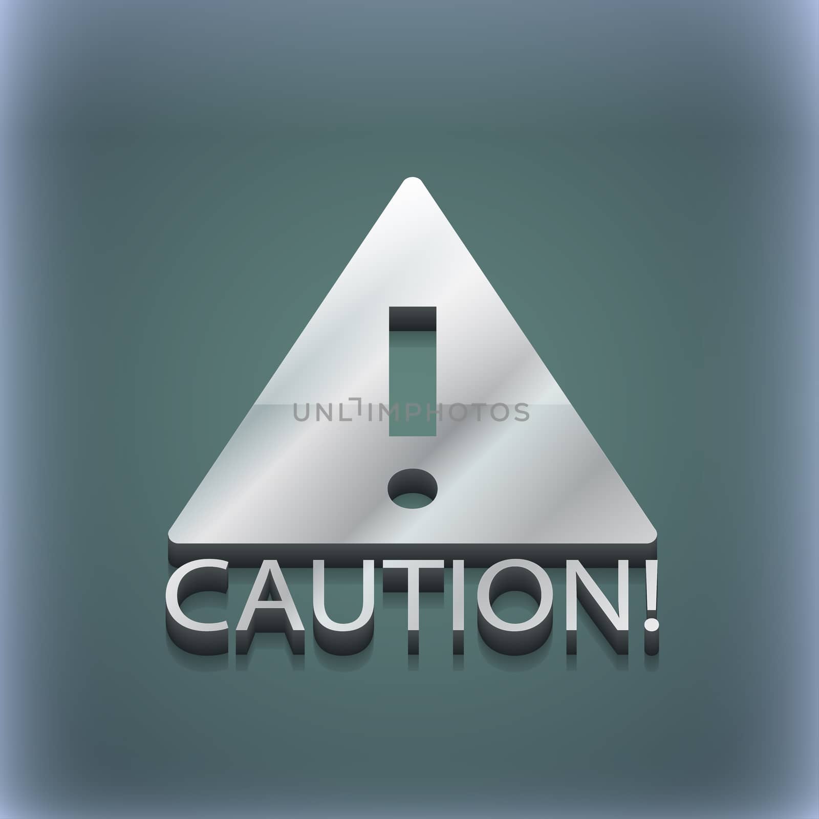 Attention caution icon symbol. 3D style. Trendy, modern design with space for your text . Raster by serhii_lohvyniuk