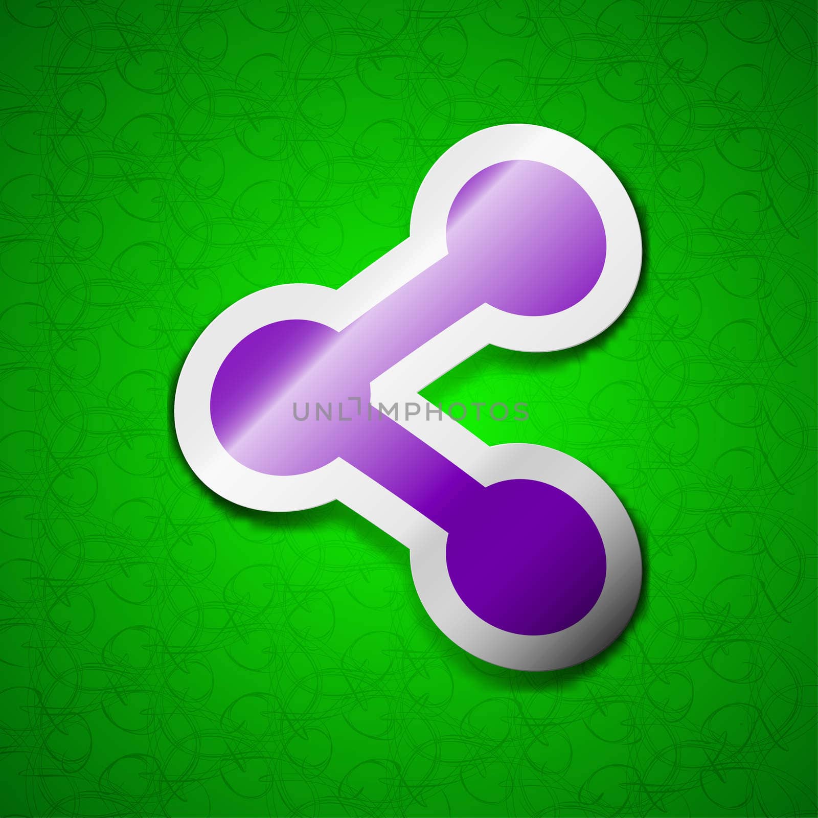 Share icon sign. Symbol chic colored sticky label on green background. illustration
