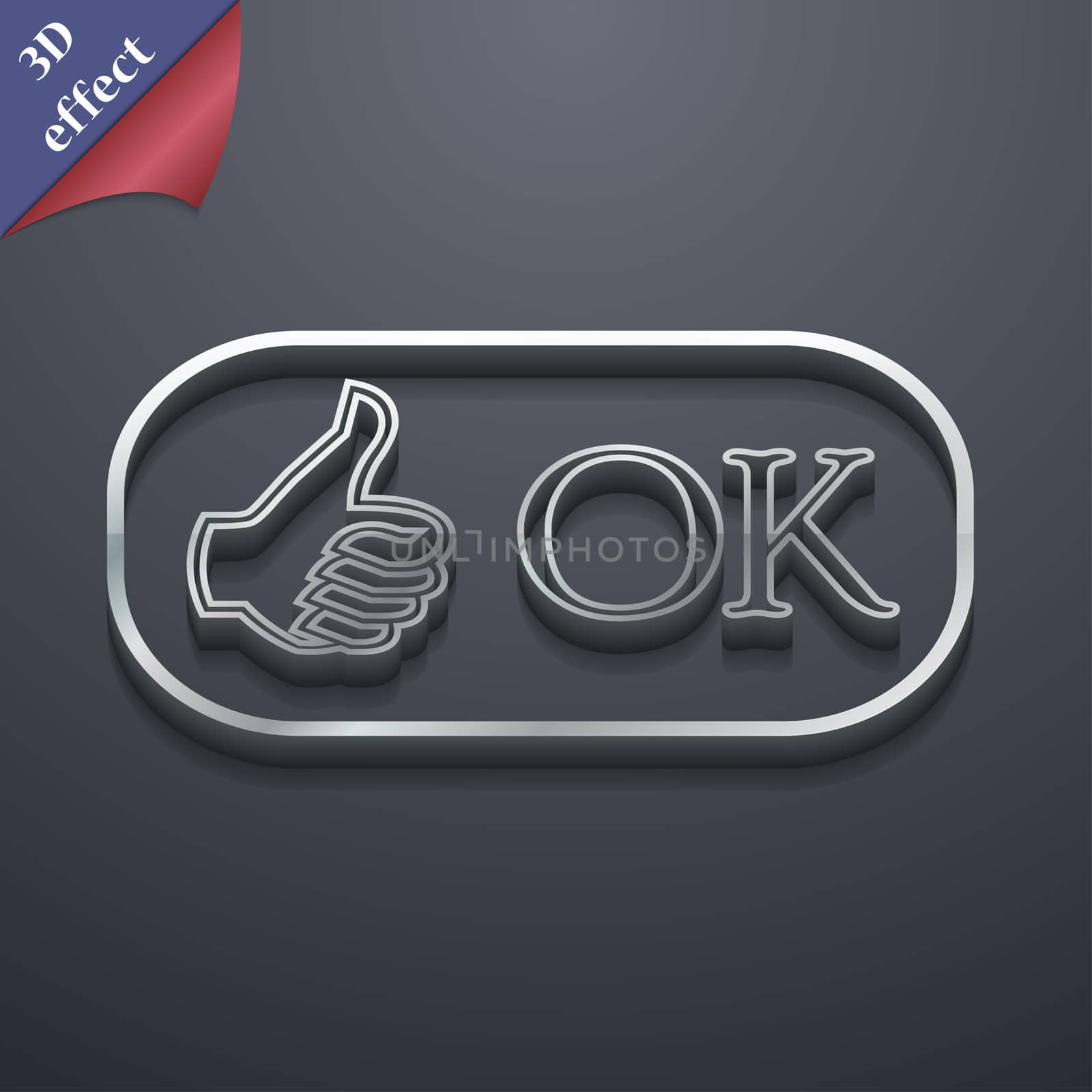 OK icon symbol. 3D style. Trendy, modern design with space for your text . Rastrized by serhii_lohvyniuk