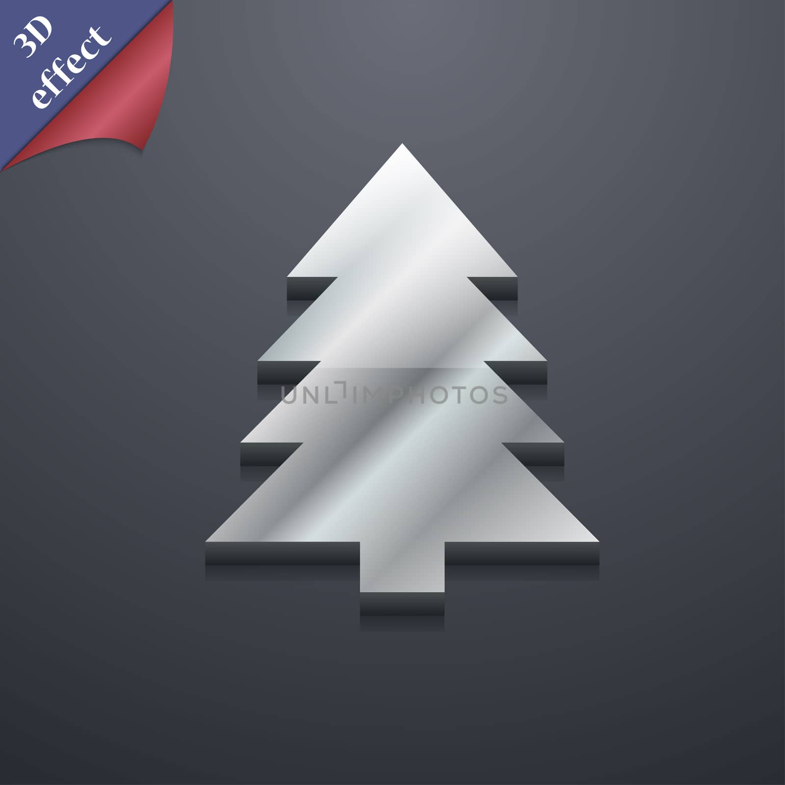 Christmas tree icon symbol. 3D style. Trendy, modern design with space for your text . Rastrized by serhii_lohvyniuk