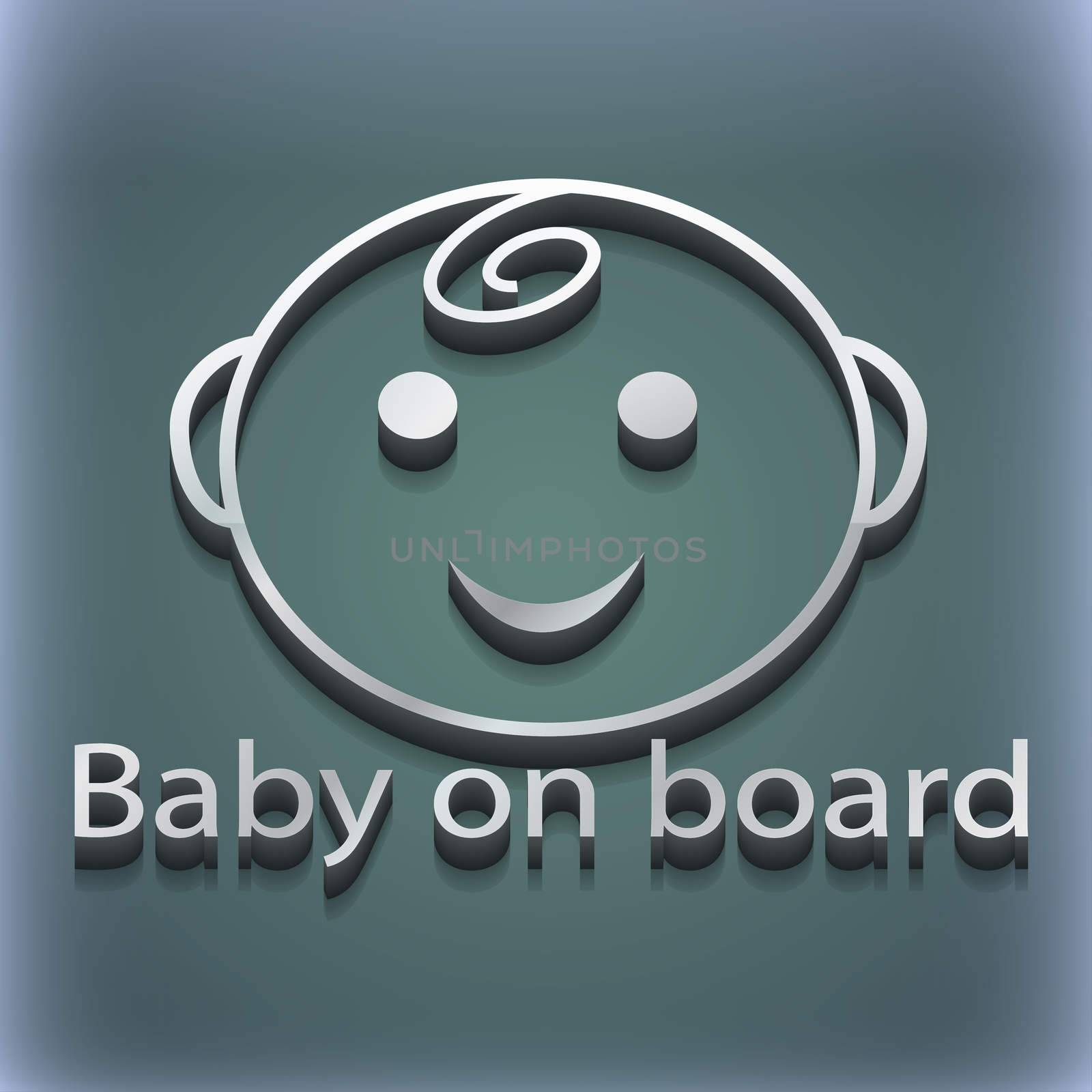 Baby on board icon symbol. 3D style. Trendy, modern design with space for your text . Raster by serhii_lohvyniuk